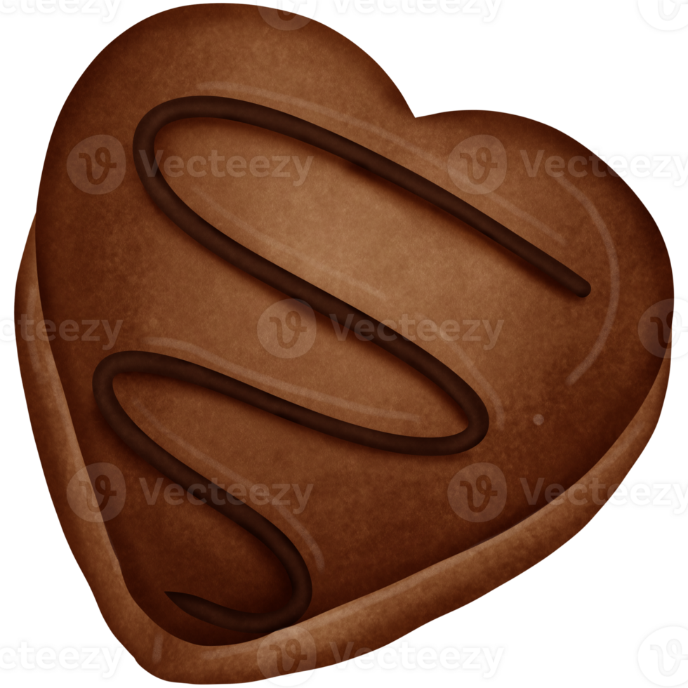 Chocolate heart isolated on transparent background png