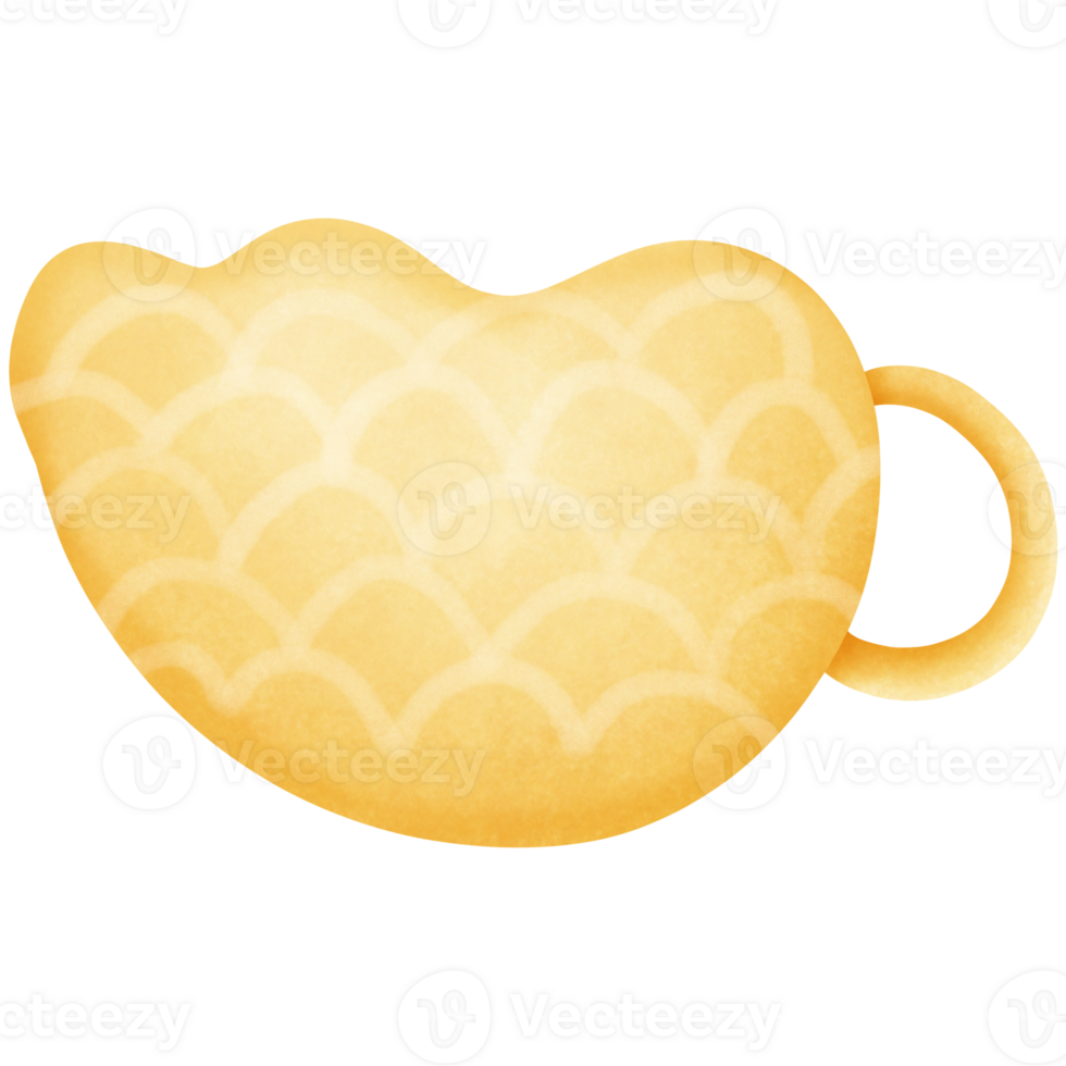 a yellow cup with a wave pattern on it isolated on transparent background png