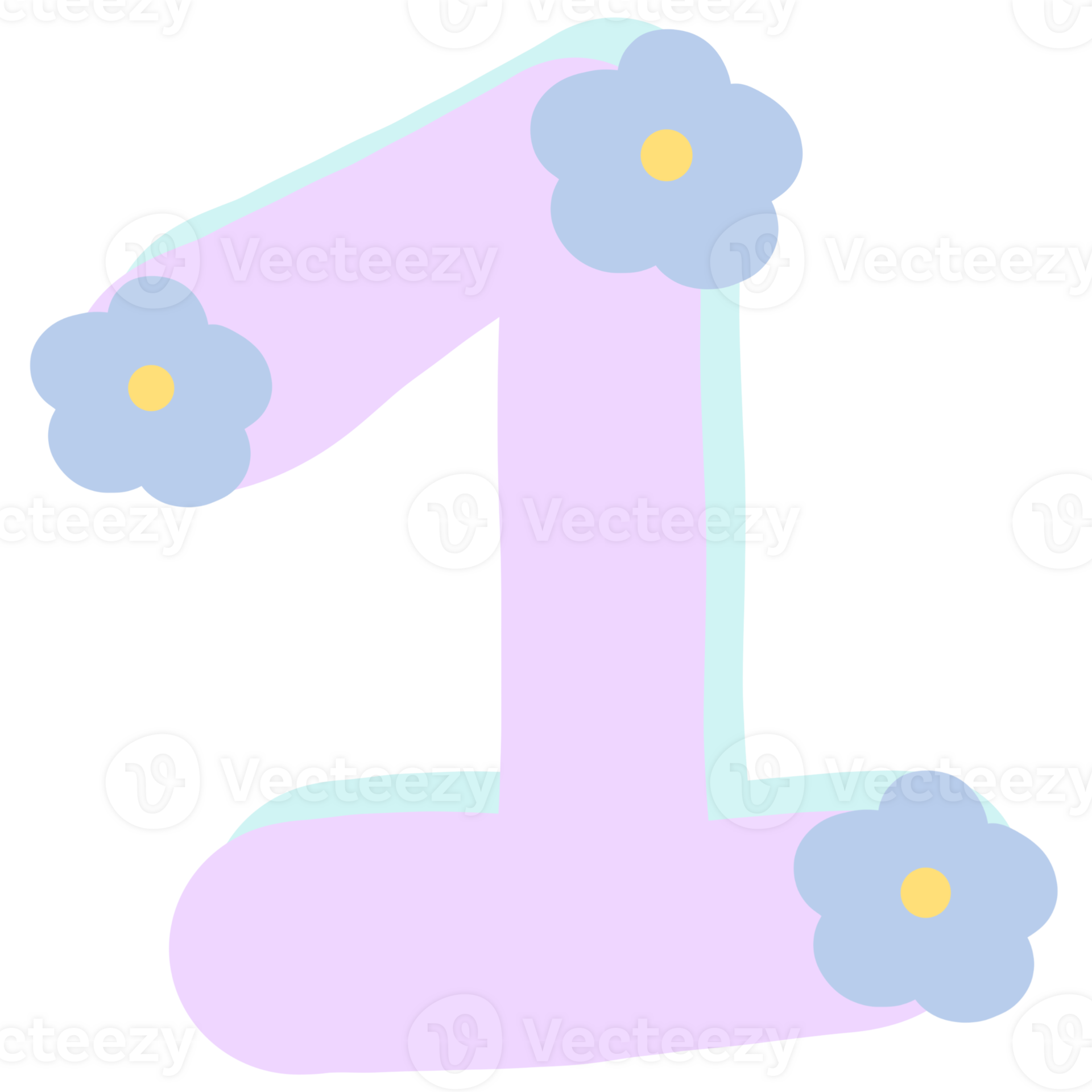 Purple Number 1 With Flowers Isolated On Transparent Background purple-number-1-with-flowers-isolated-on-transparent-background