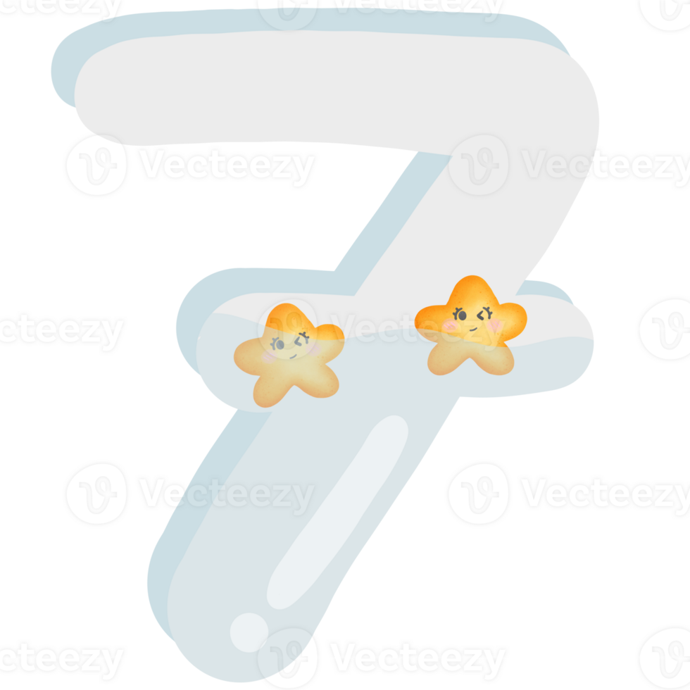 a número 7 tem uma Estrela emoticon flutuando dentro a água isolado em transparente fundo png