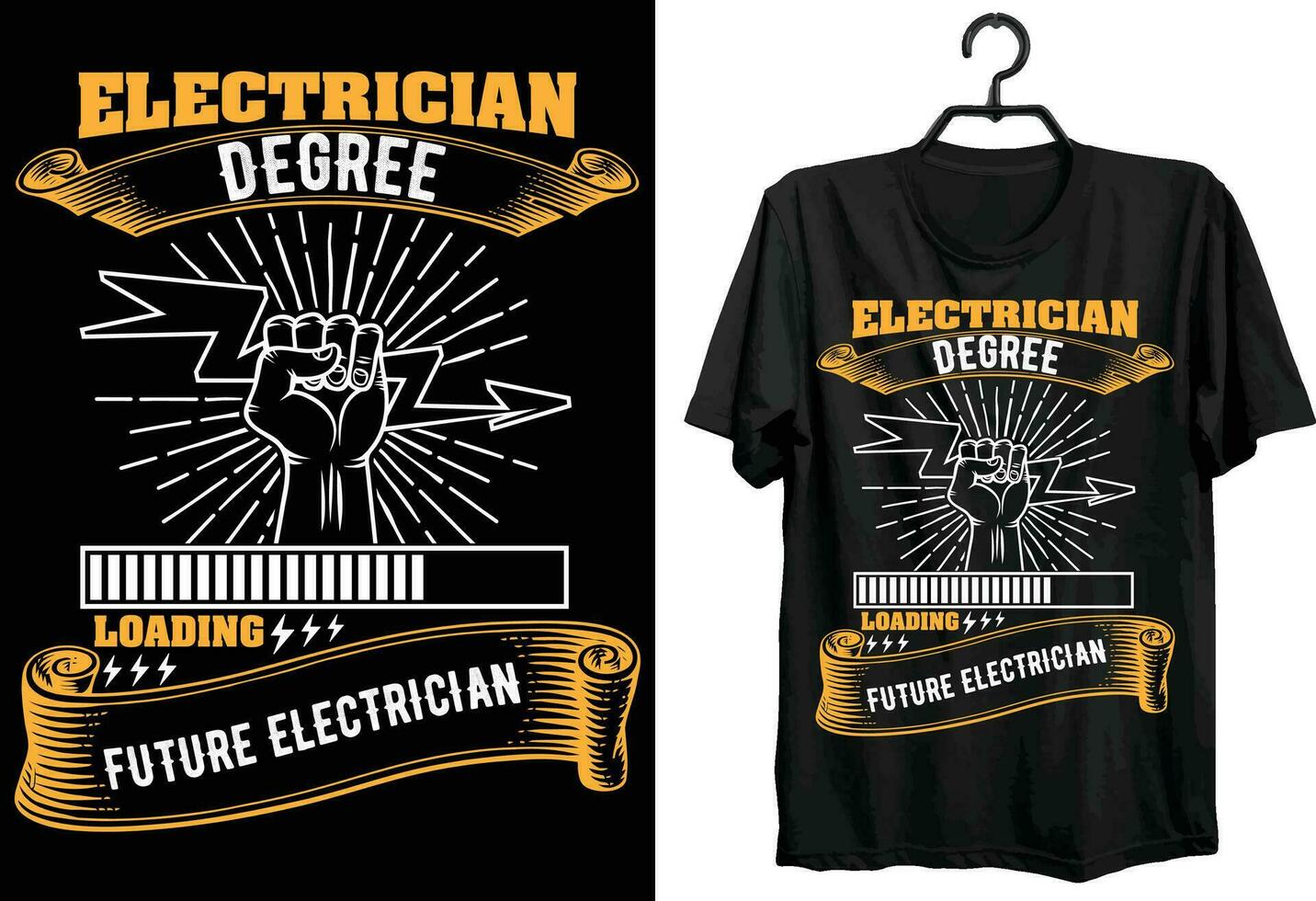 electricista la licenciatura cargando futuro electricista. eléctrico ingeniero t camisa diseño. gracioso regalo articulo eléctrico ingeniero t camisa diseño para electricista vector