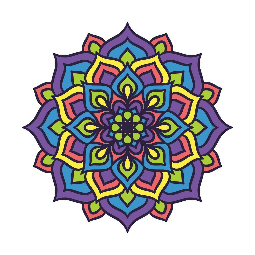 patrón de ornamento redondo de mandala étnico con colorido vector