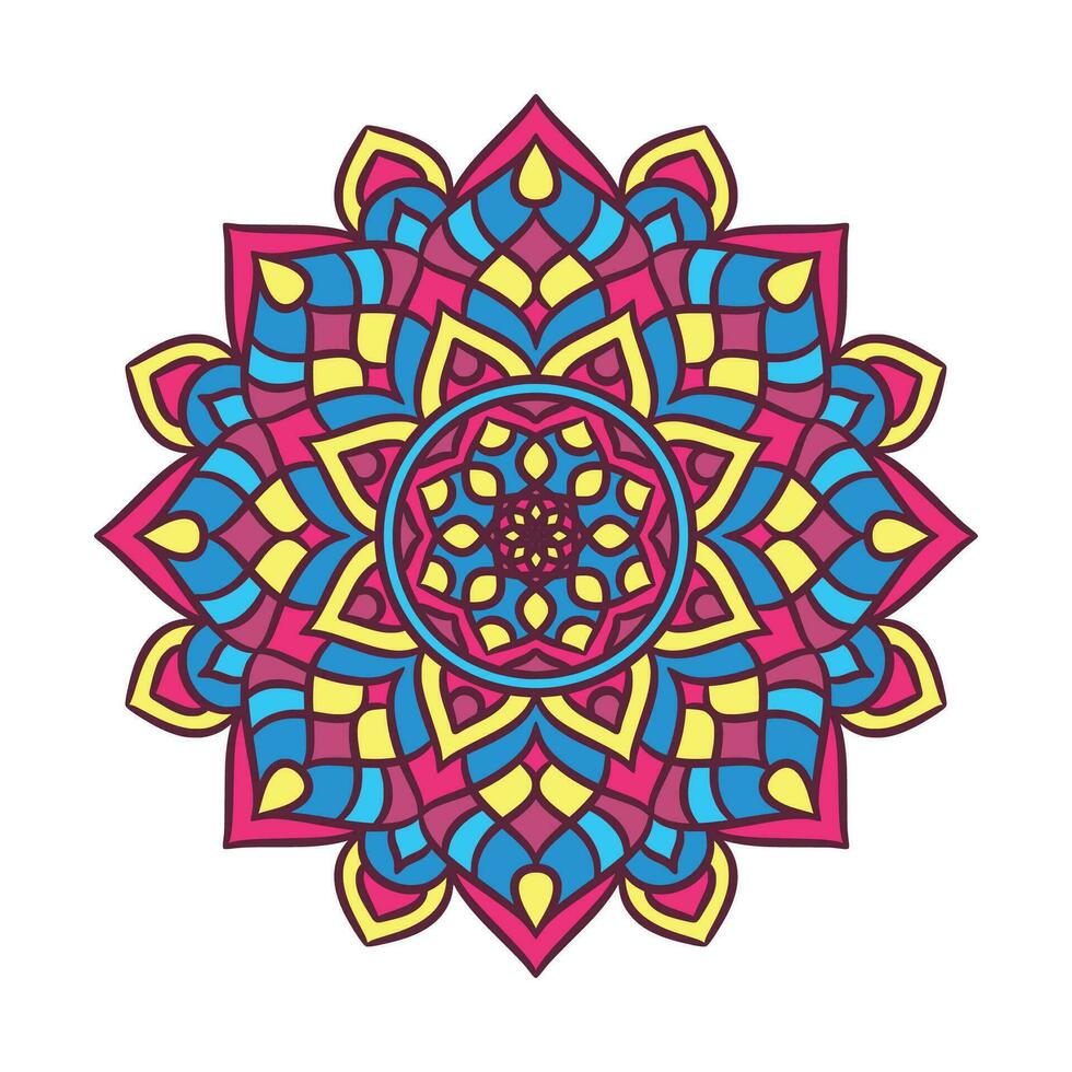 Ethnic Mandala Round Ornament Pattern With Colorful vector