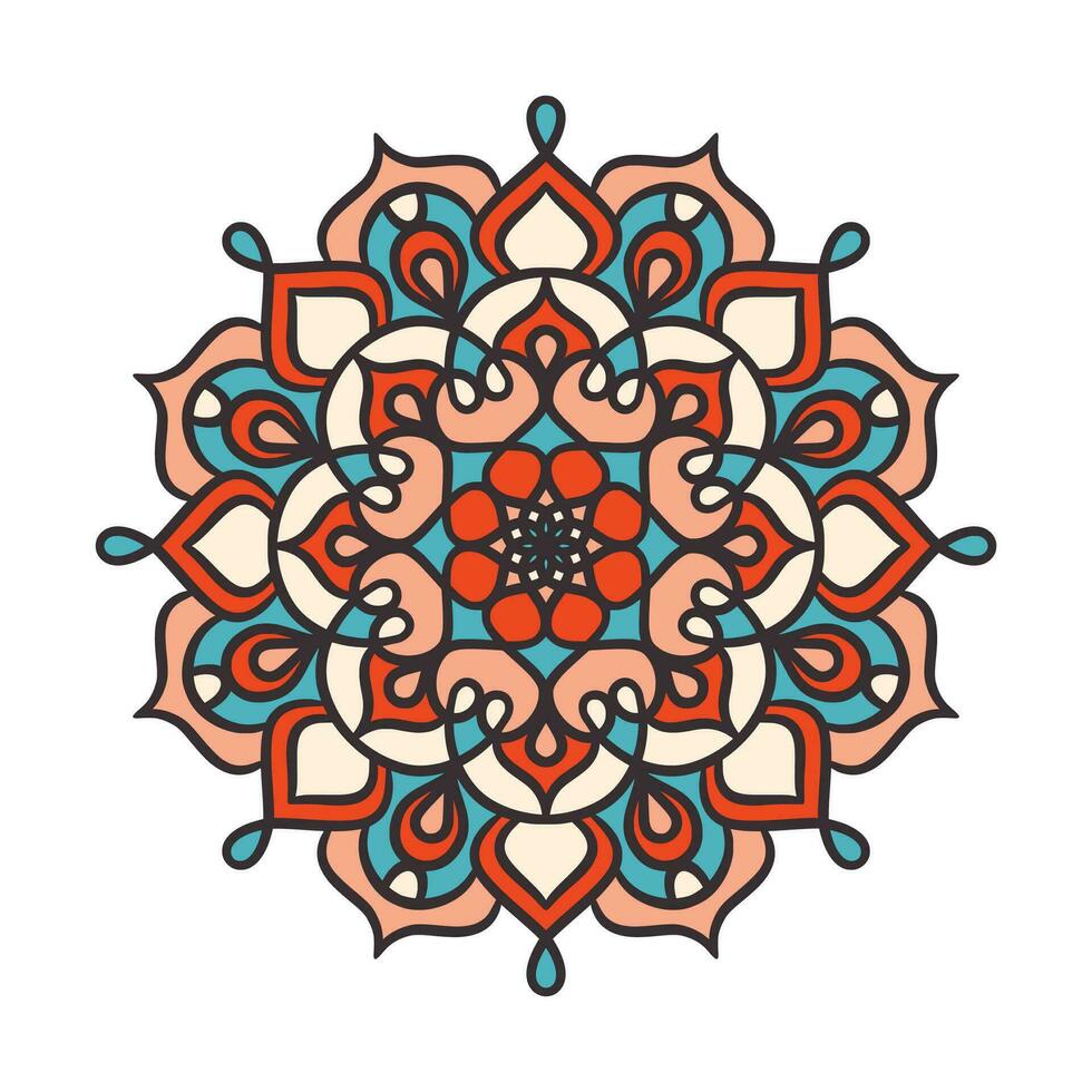 patrón de ornamento redondo de mandala étnico con colorido vector