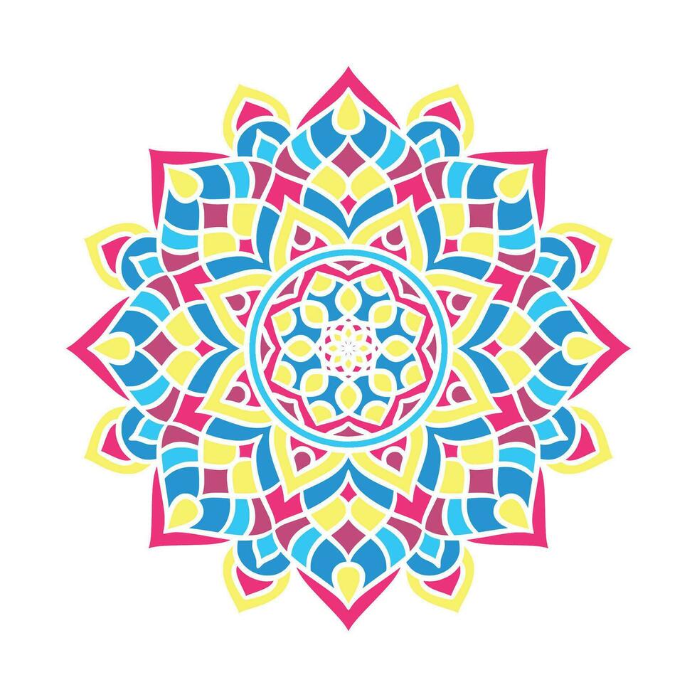 Ethnic Mandala Round Ornament Pattern With Colorful vector