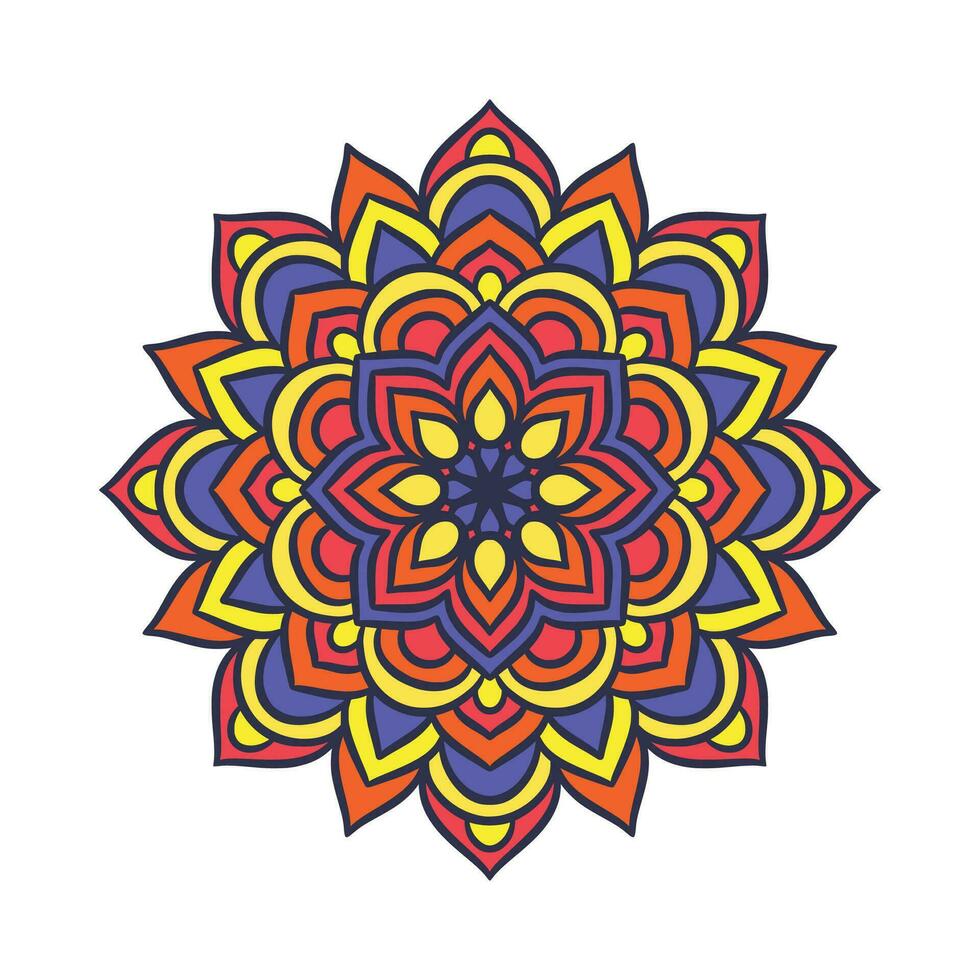 Ethnic Mandala Round Ornament Pattern With Colorful vector