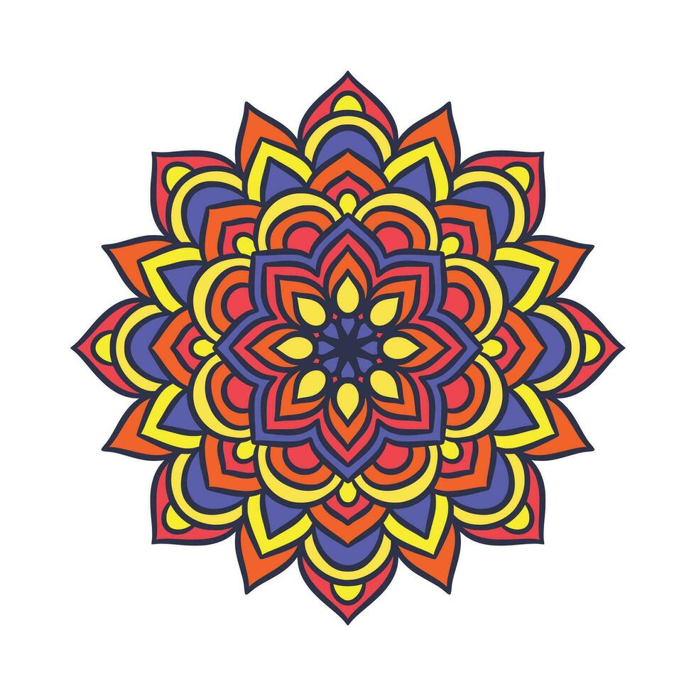 patrón de ornamento redondo de mandala étnico con colorido vector