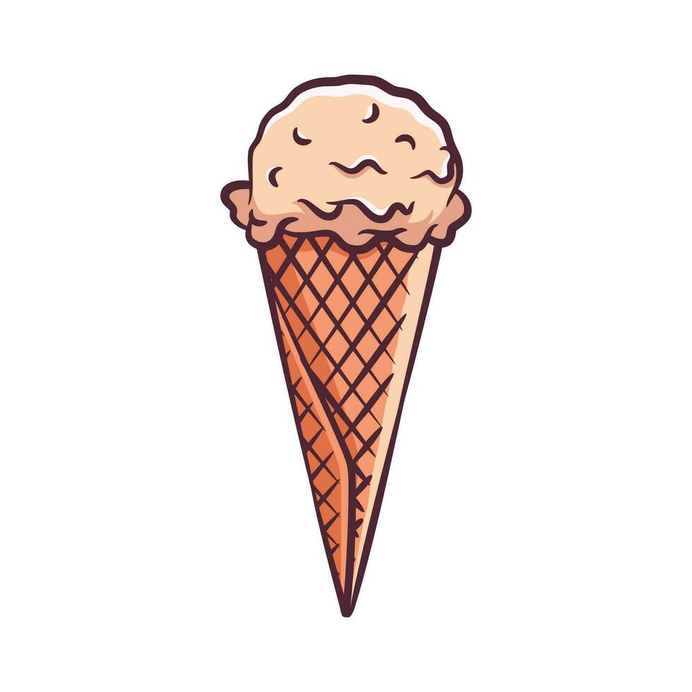 Ice cream cone vector illustration with color