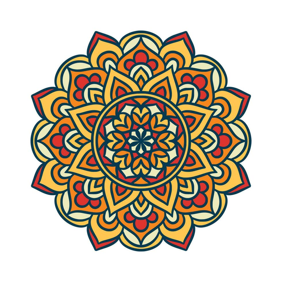 patrón de ornamento redondo de mandala étnico con colorido vector