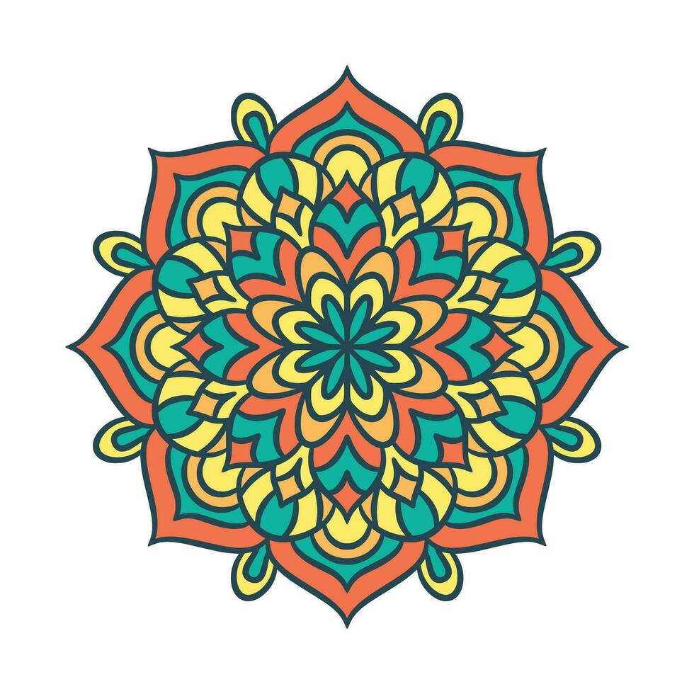 Ethnic Mandala Round Ornament Pattern With Colorful vector