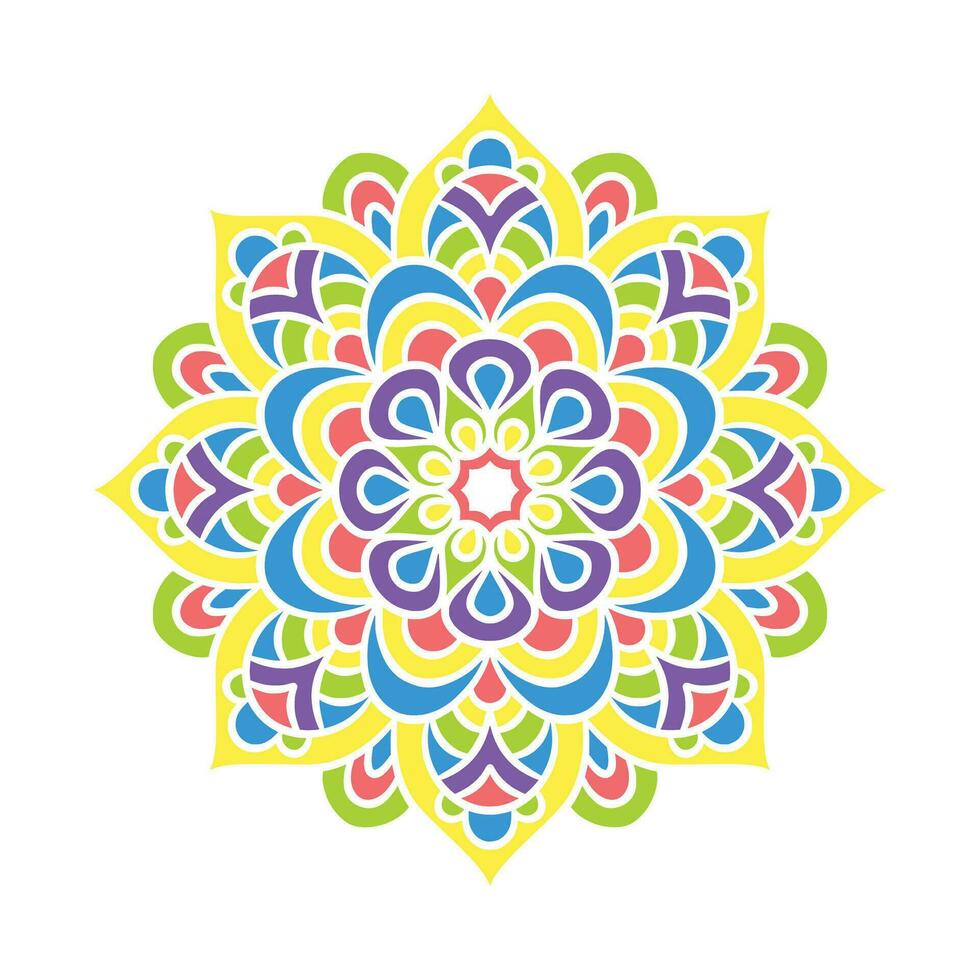 Ethnic Mandala Round Ornament Pattern With Colorful vector