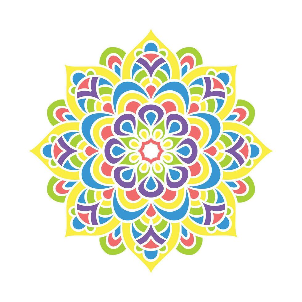 patrón de ornamento redondo de mandala étnico con colorido vector