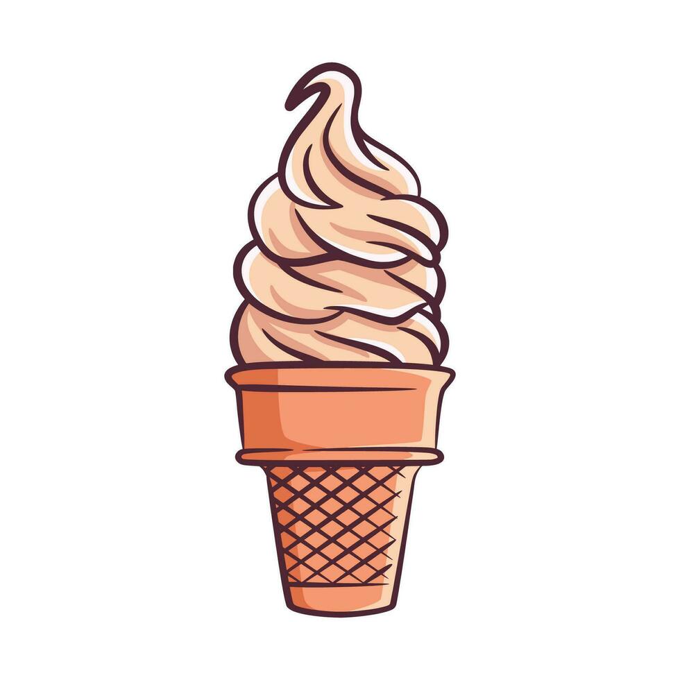 Ice cream cone vector illustration with color