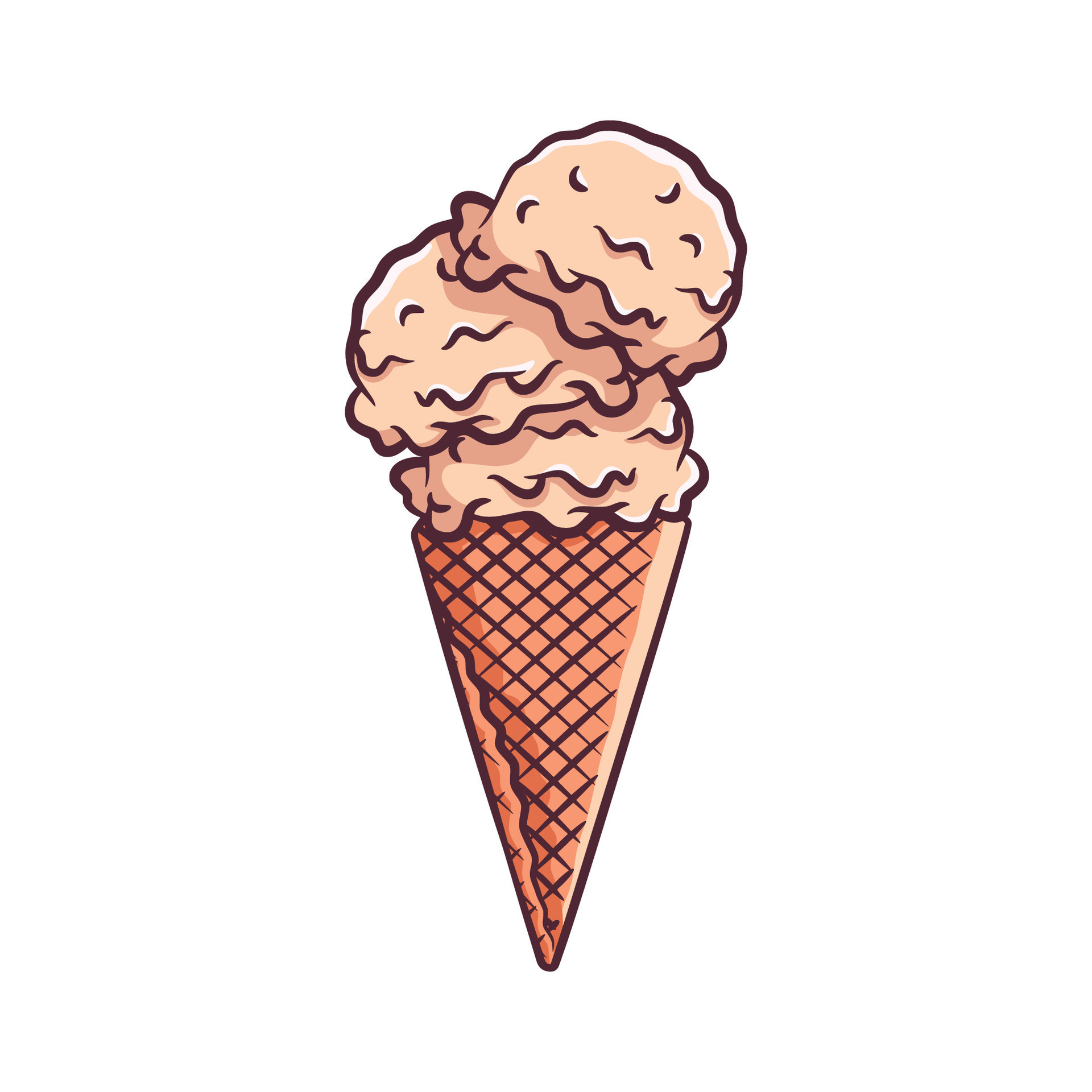 Ice cream cone vector illustration with color 27130126 Vector Art at