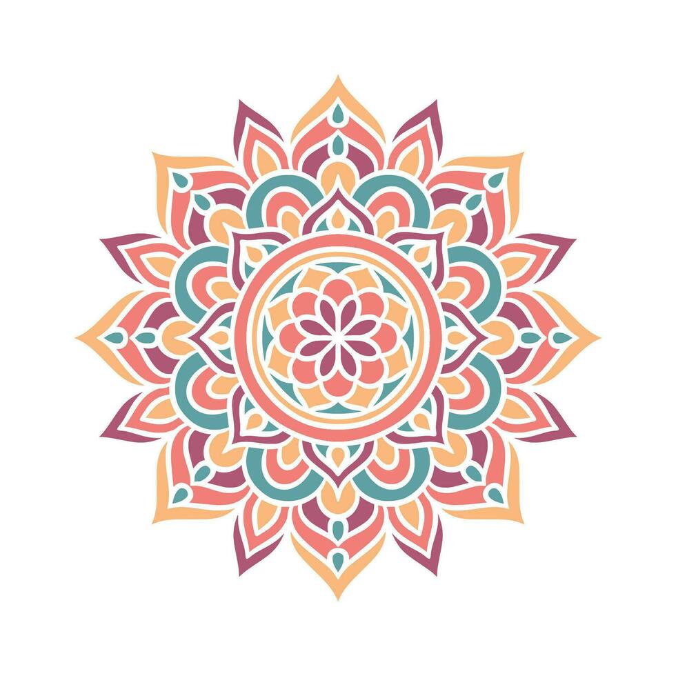 Ethnic Mandala Round Ornament Pattern With Colorful vector