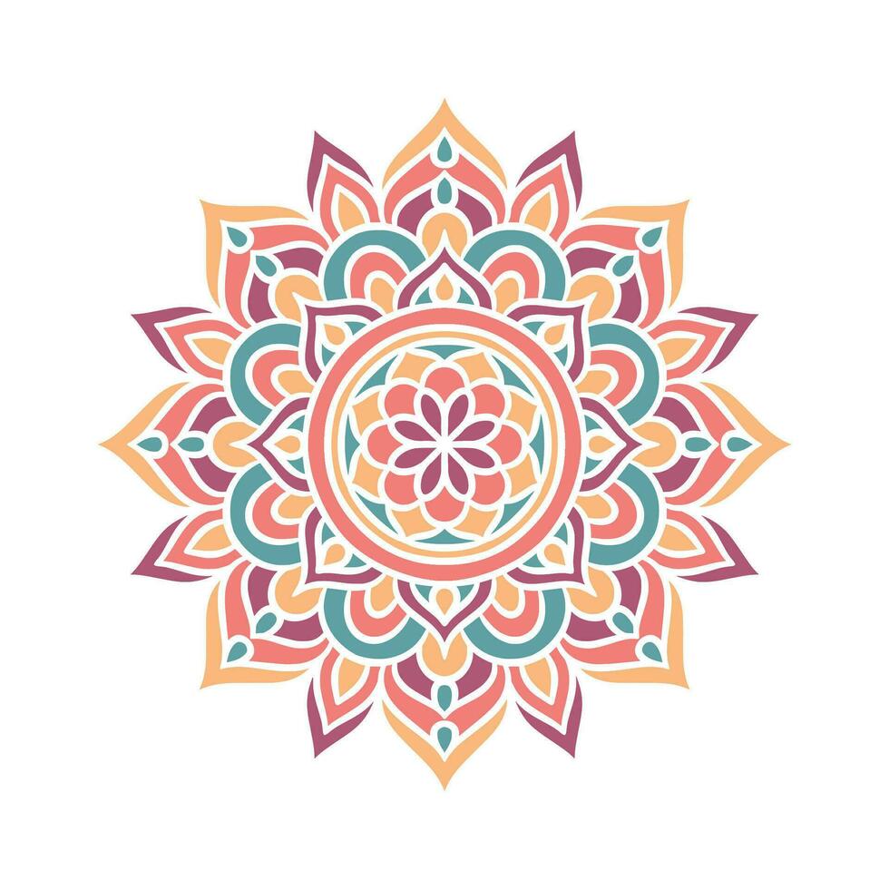 patrón de ornamento redondo de mandala étnico con colorido vector