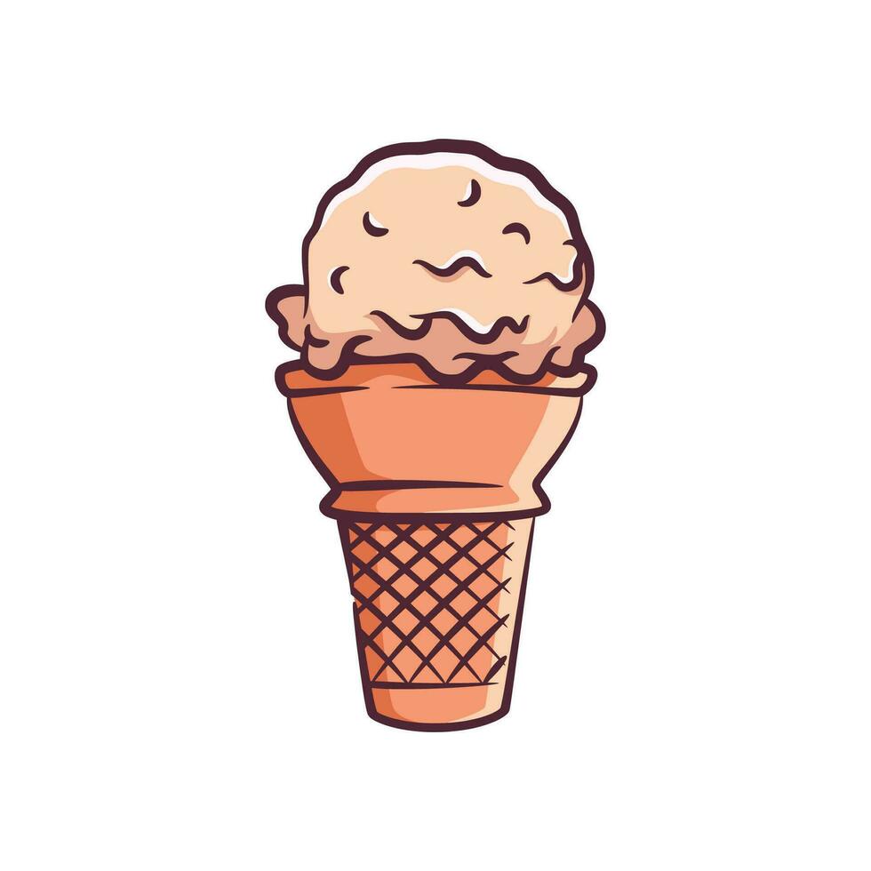 Ice cream cone vector illustration with color