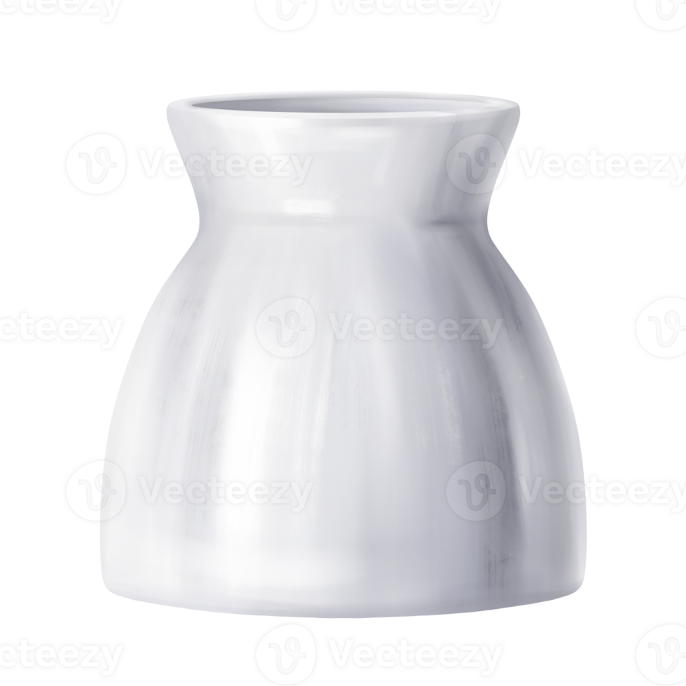 Garden white ceramic pot in watercolor style. Tools for the garden, home decor, flower vase, designer tableware. Illustration on transparent background. Cultivation of greenery and plants png