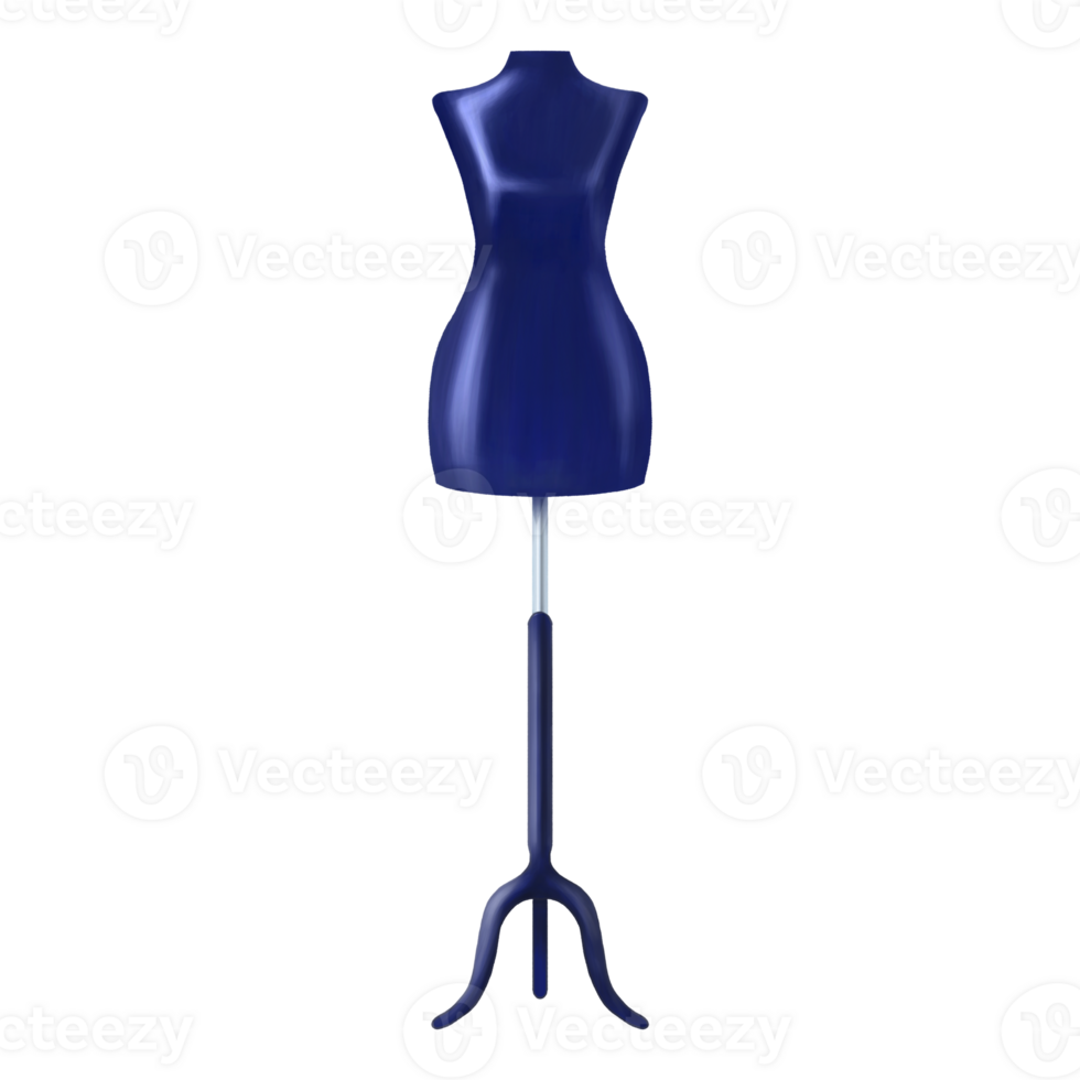 Female tailor's mannequin of dark blue color for fitting clothes during