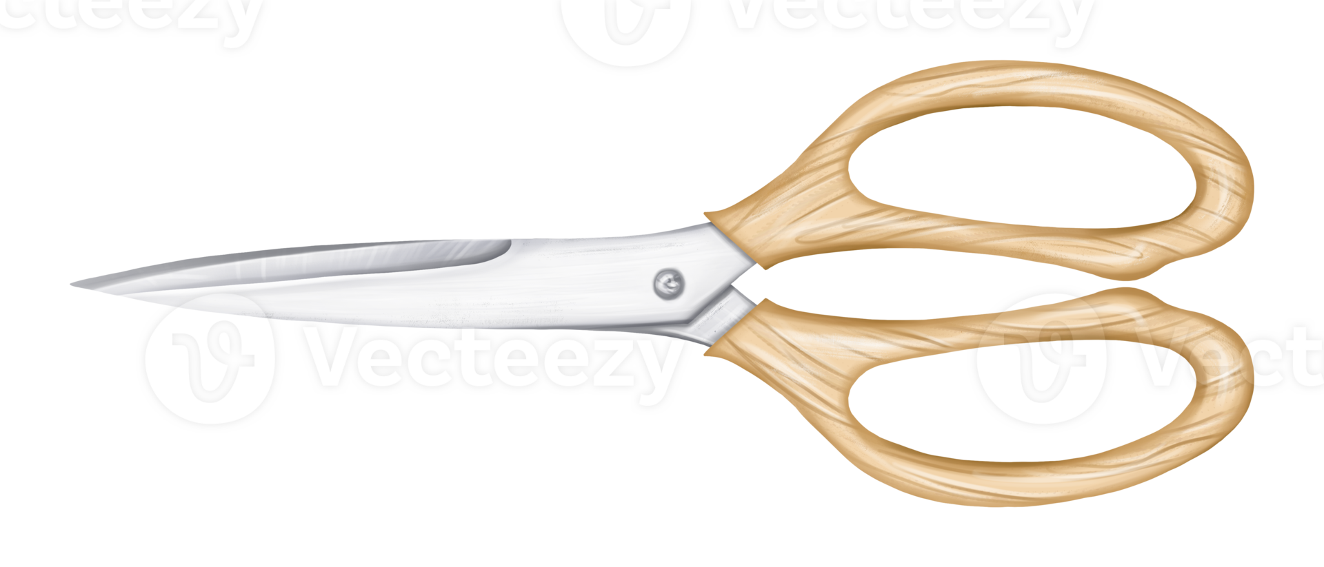 Garden scissors with wooden handles in watercolor style. Tools for the