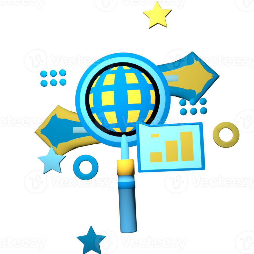 Digital marketing 3d icon object png