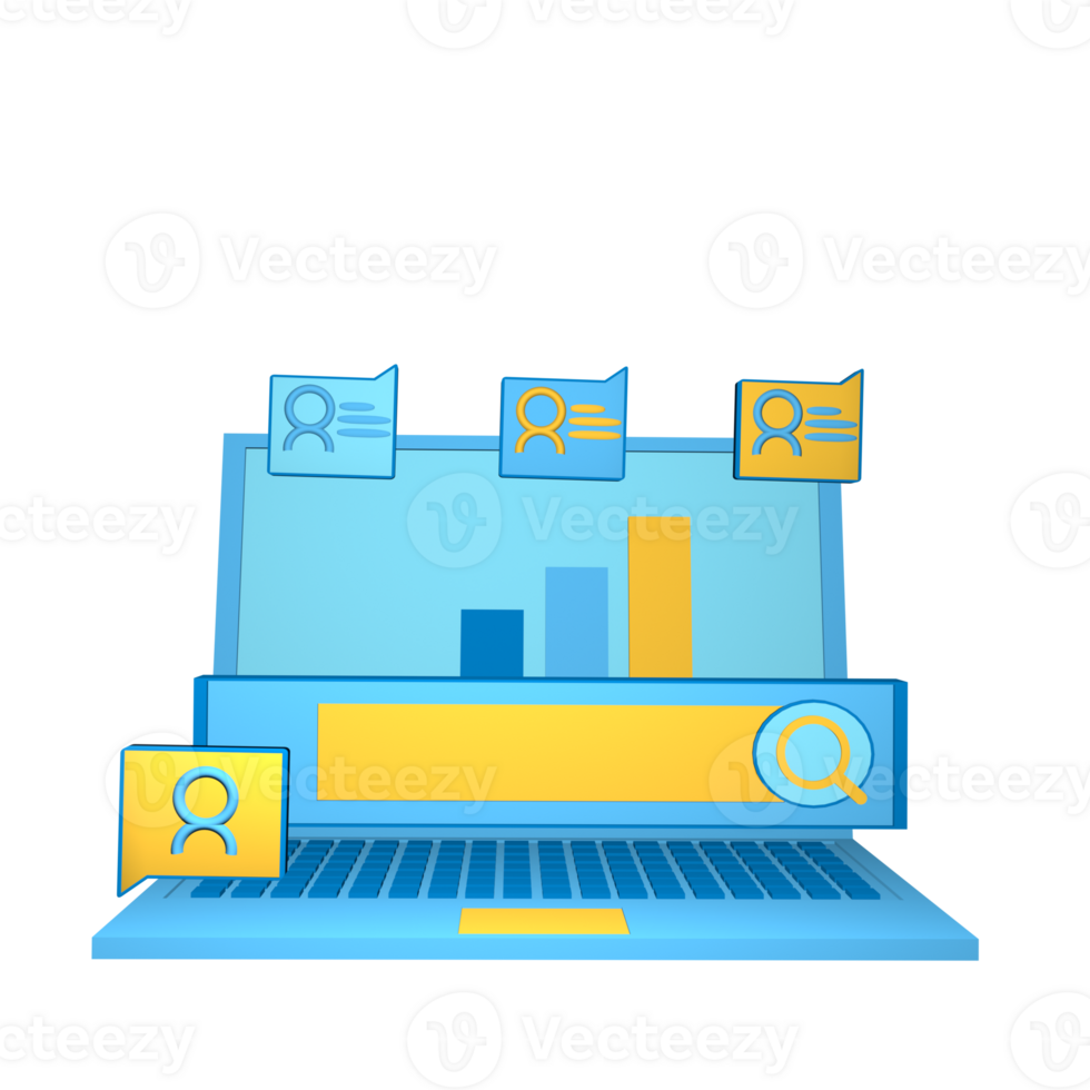 Digital marketing 3d icon object png