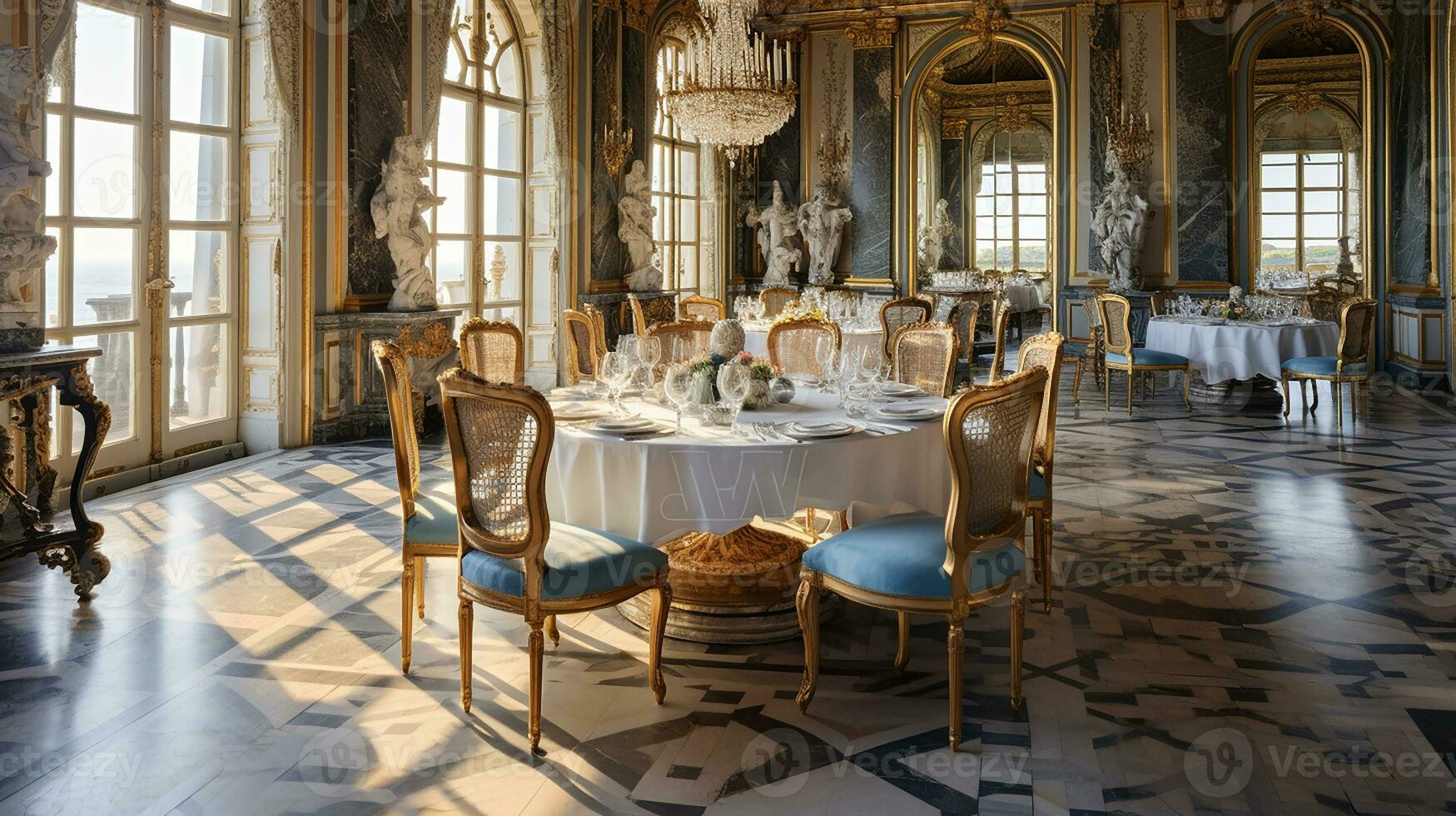 foto de el comida habitación a el palacio de versalles, Francia. generativo ai