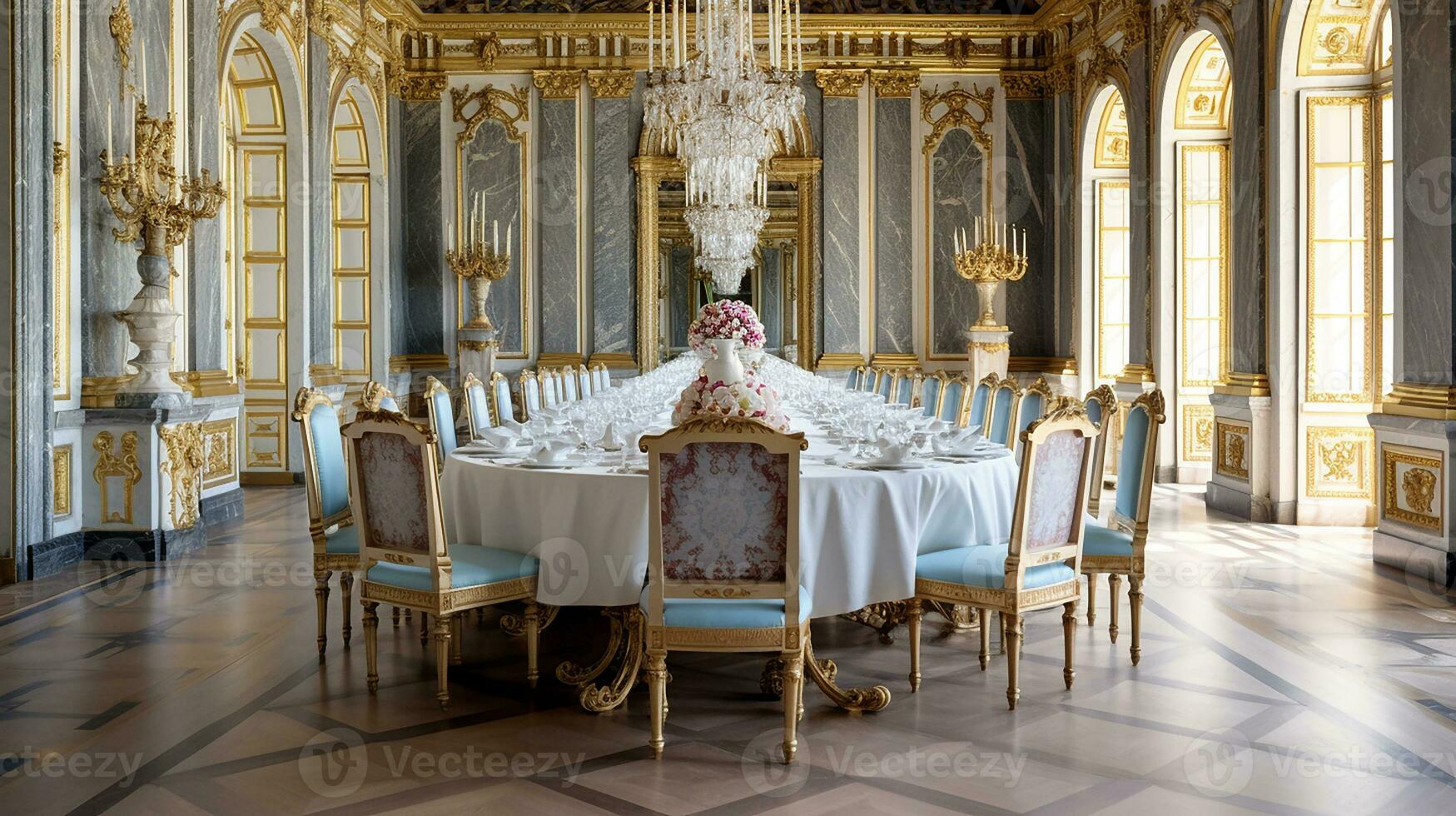 foto de el comida habitación a el palacio de versalles, Francia. generativo ai