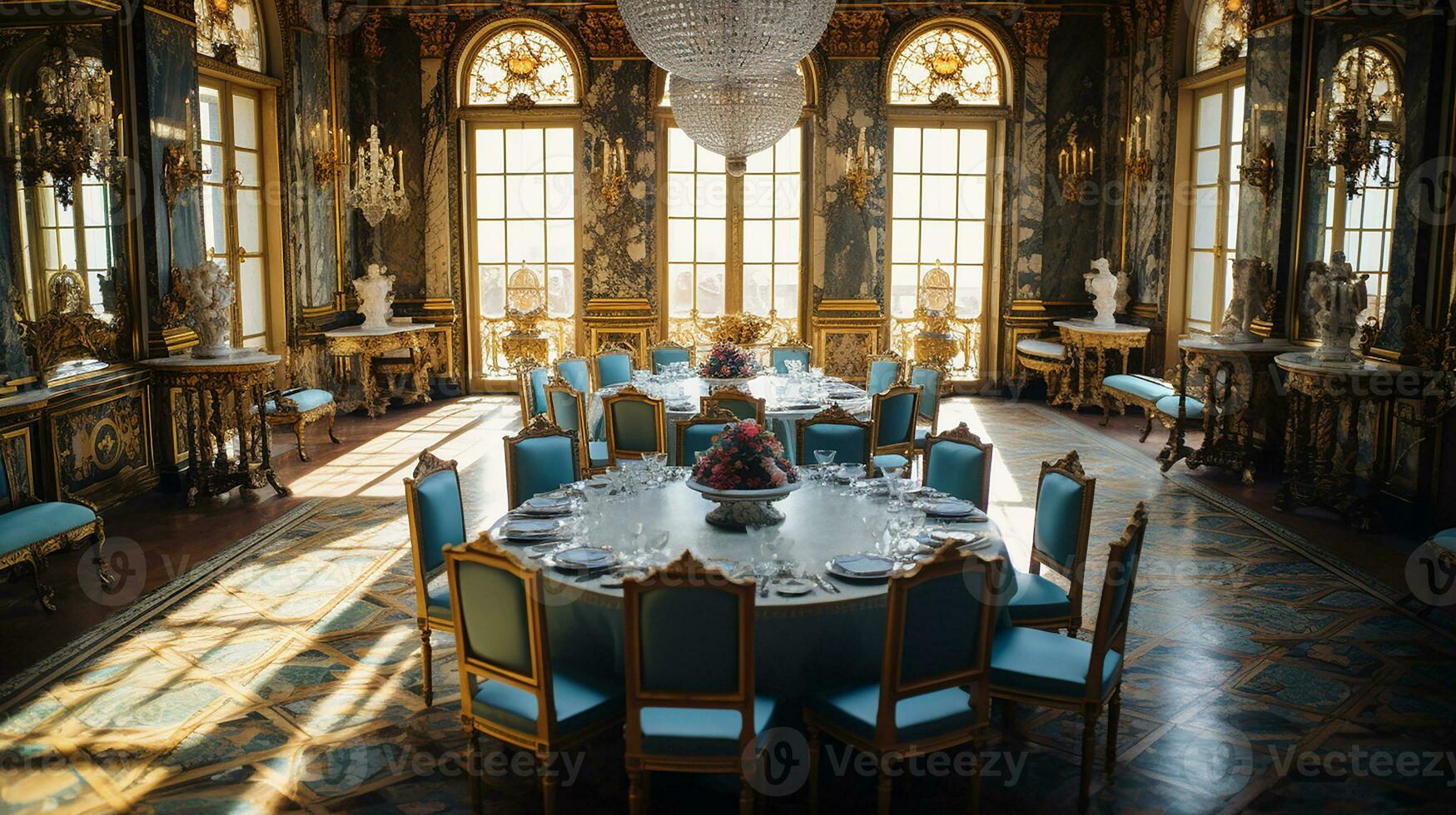 foto de el comida habitación a el palacio de versalles, Francia. generativo ai