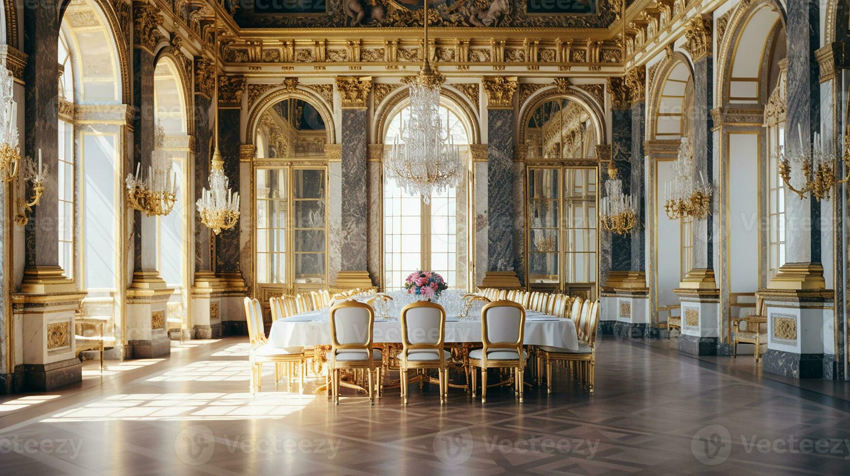 foto de el comida habitación a el palacio de versalles, Francia. generativo ai