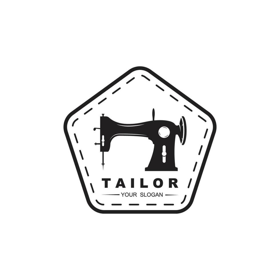 Tailor vector logo design. Sewing old machine icon