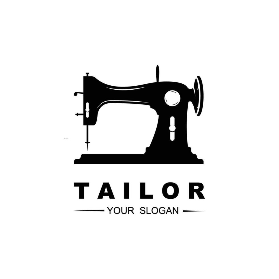Tailor vector logo design. Sewing old machine icon