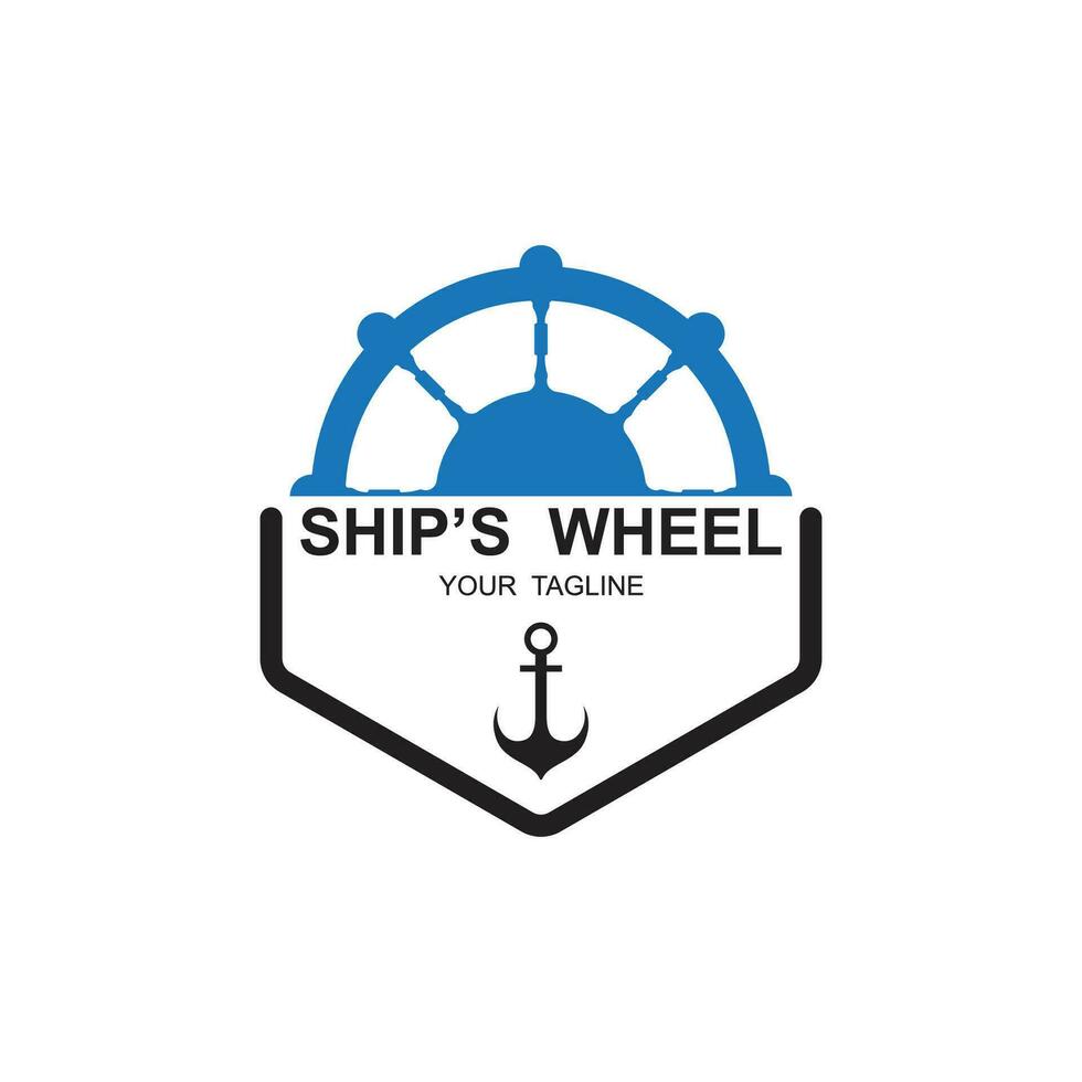 Ship wheel logo vector illustration design