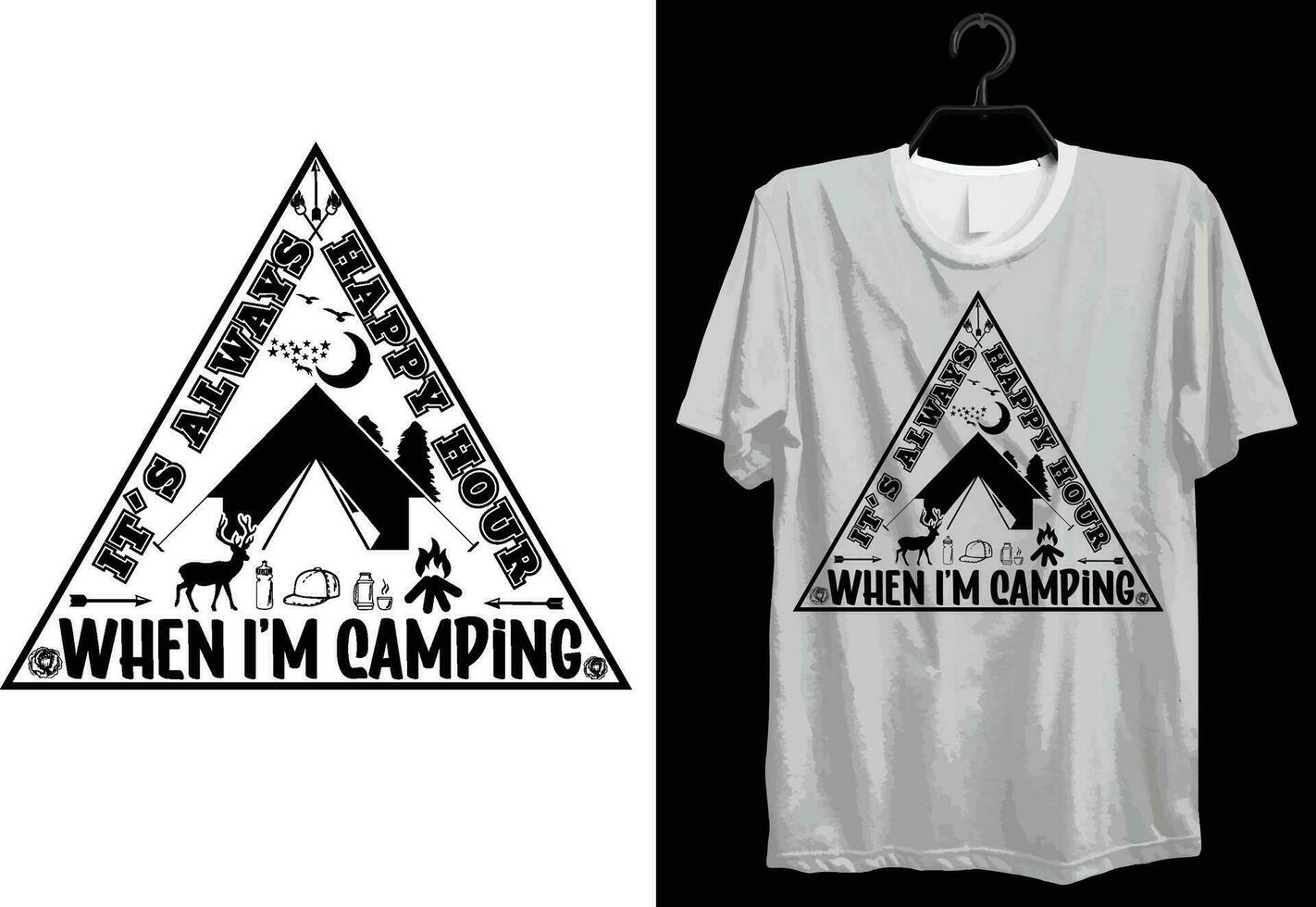 Camping T-shirt Design. Funny Gift Camping T-shirt Design For Camp Lovers. Typography, Custom, Vector t-shirt design. World All Camper T-shirt Design For Adventure.