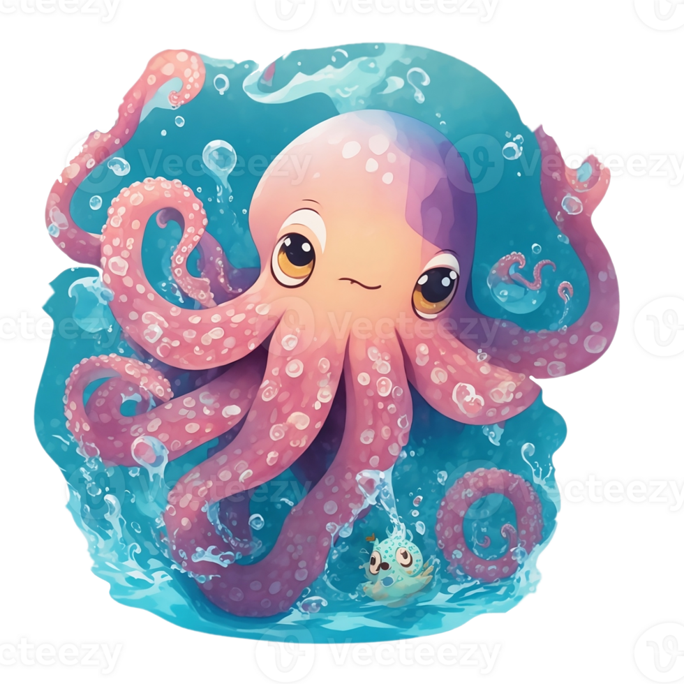 Cute octopus under water 27131664 PNG