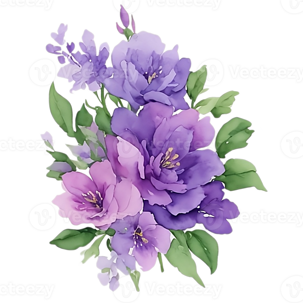 Violet flower watercolor clip art 27131736 PNG