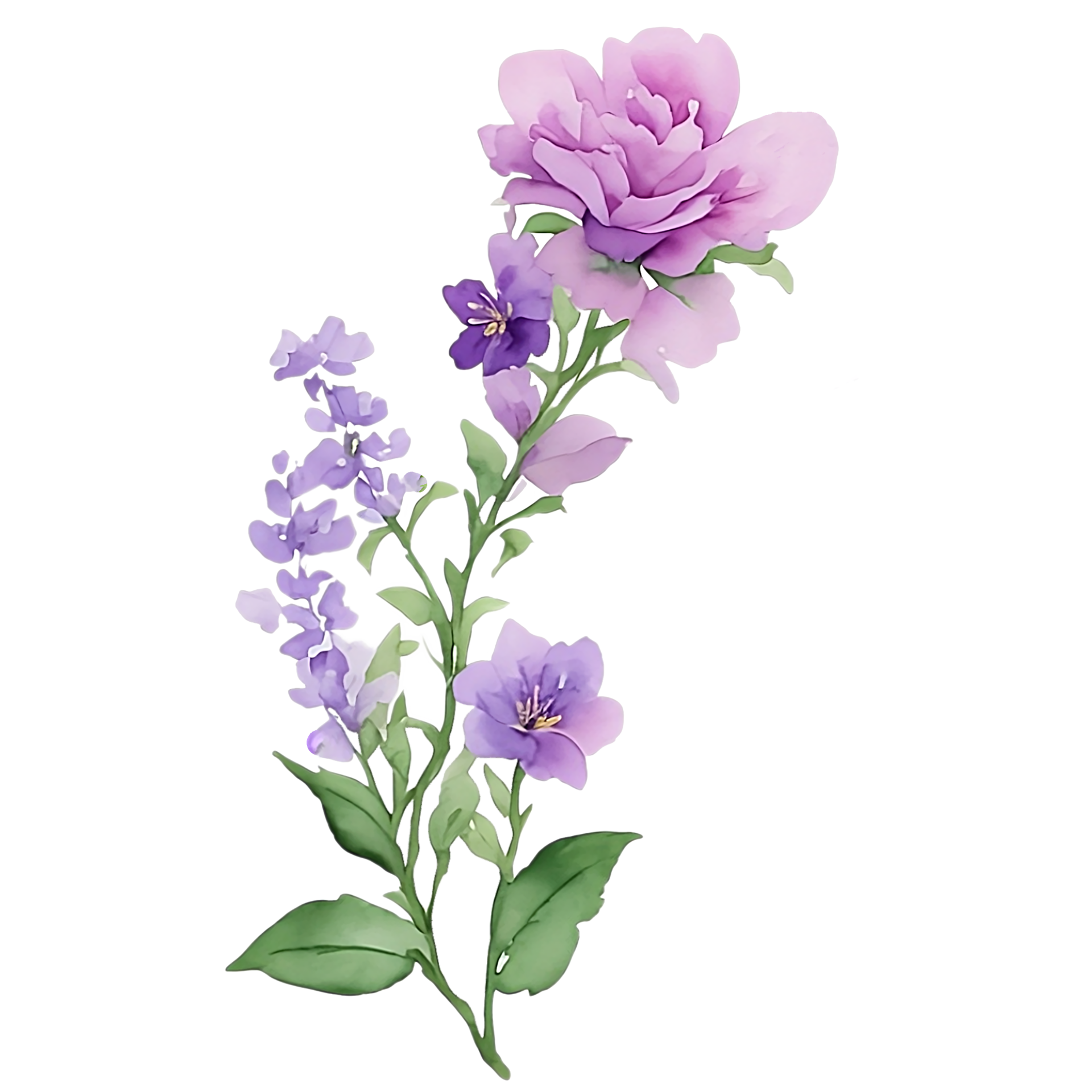 Violet flower watercolor clip art 27131738 PNG