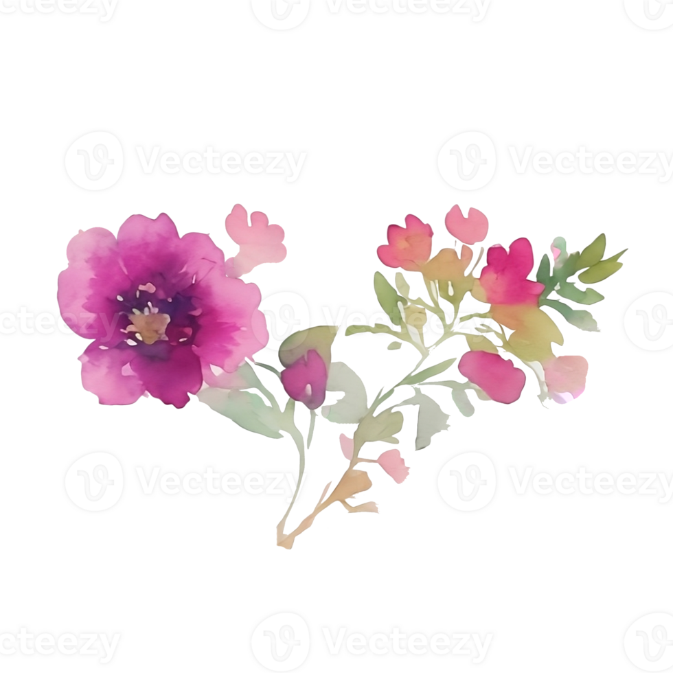 Pink flower watercolor clip art 27131888 PNG