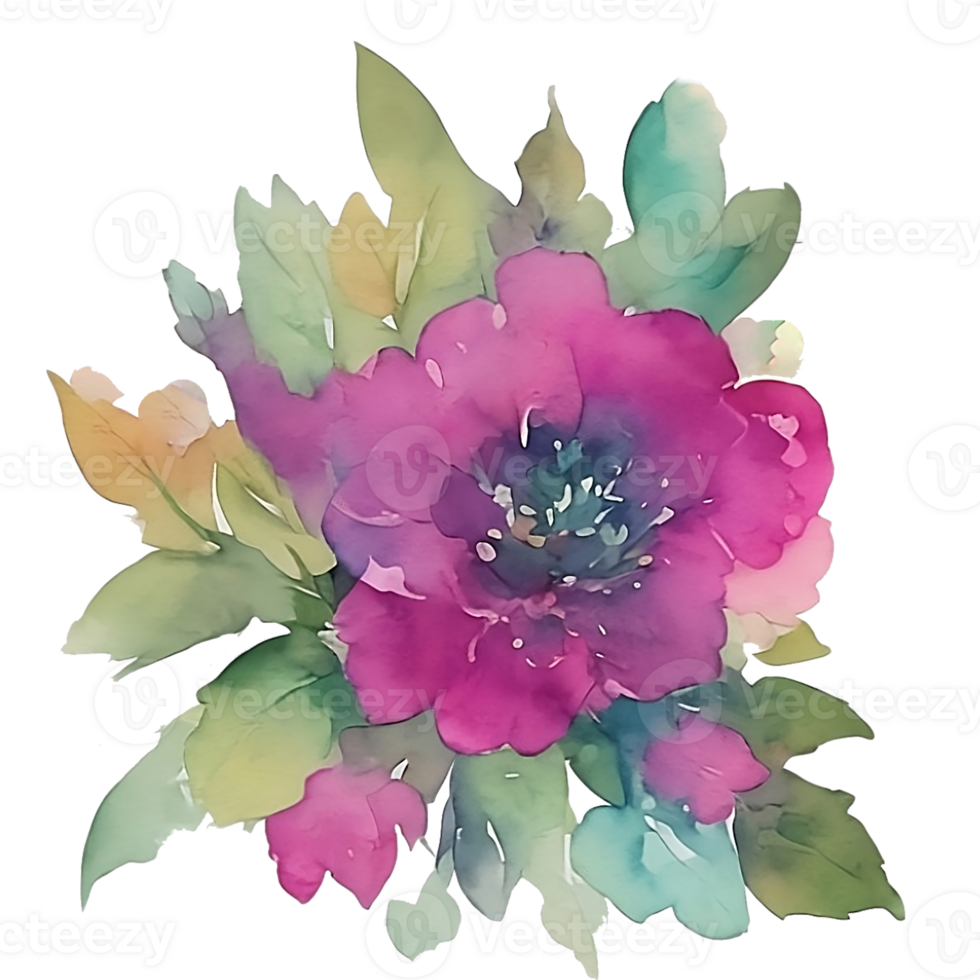 Pink flower watercolor clip art 27131890 PNG