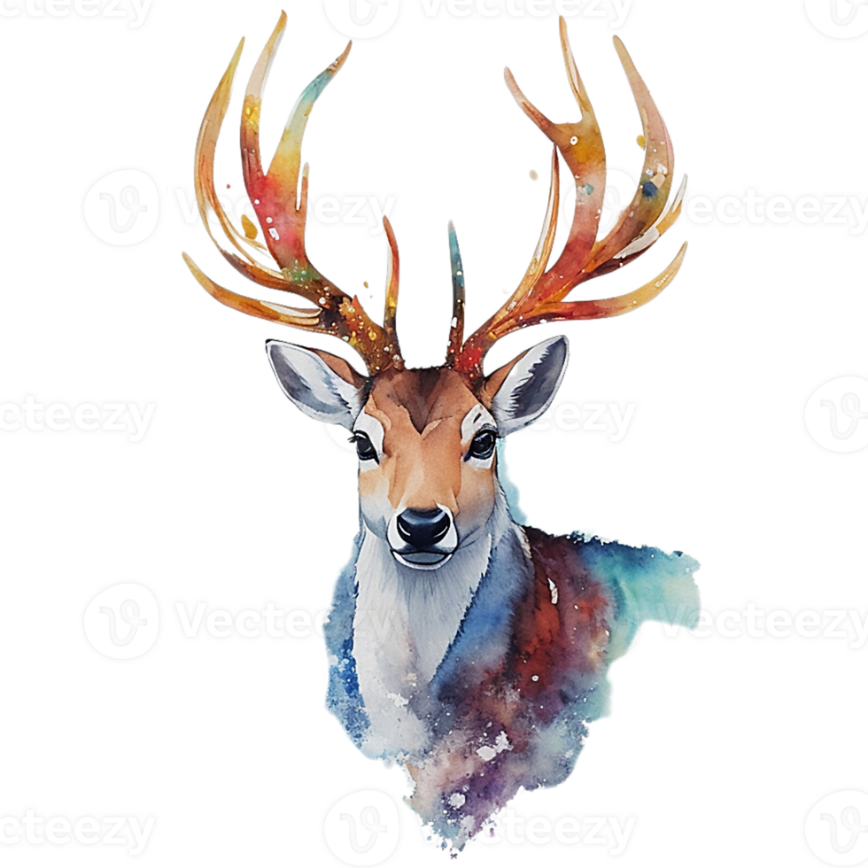 Reindeer head watercolor png