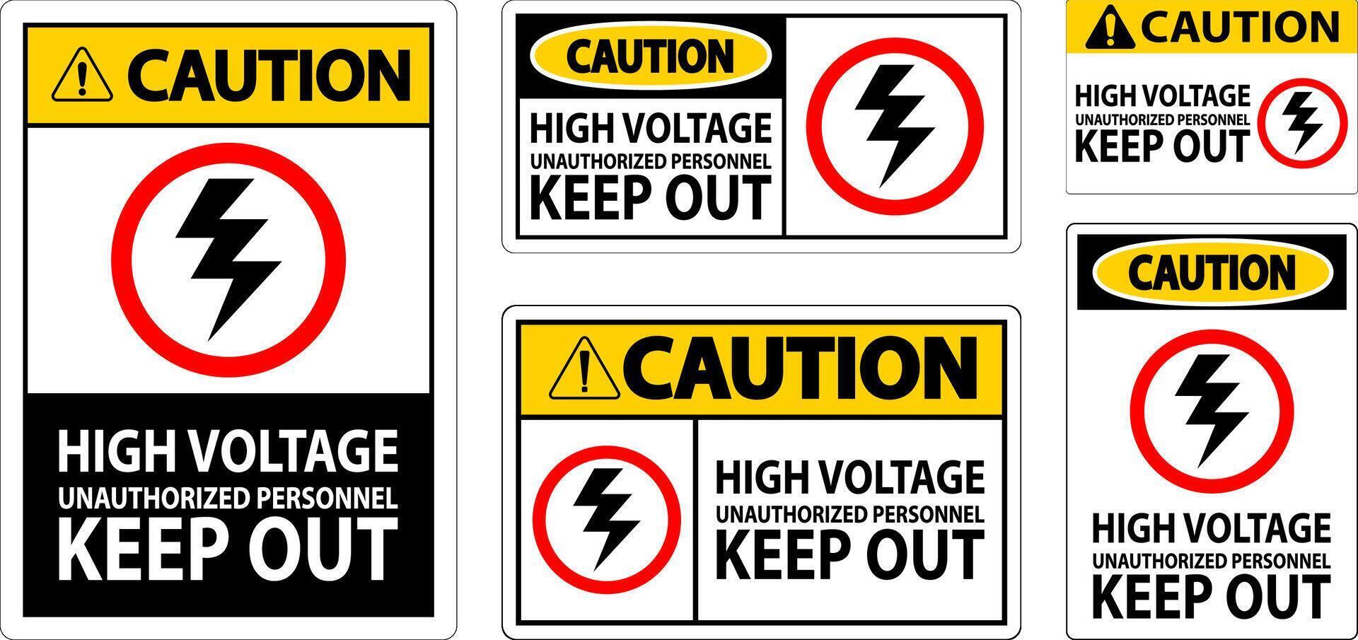Caution Sign High Voltage Unauthorized Personnel Keep Out vector