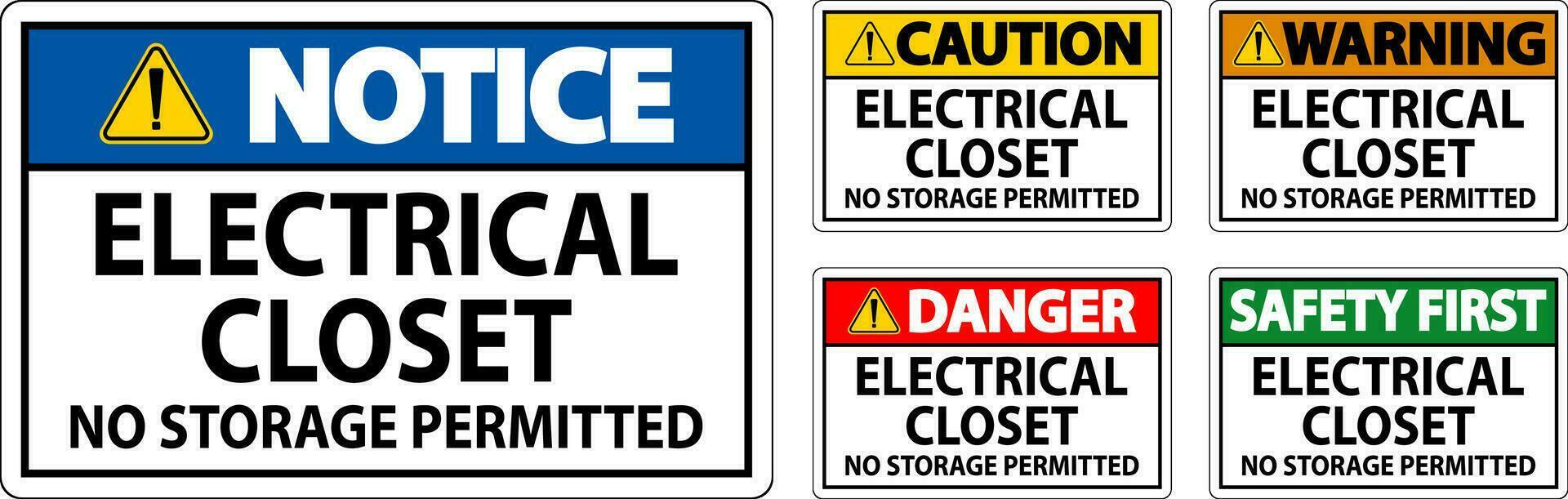 Notice Sign Electrical Closet - No Storage Permitted vector