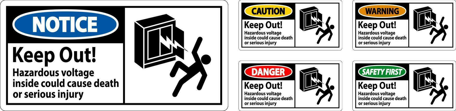 advertencia firmar mantener fuera peligroso voltaje adentro, podría porque muerte o grave lesión vector