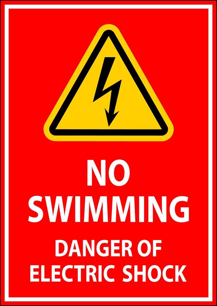 Electrical Hazard Sign No Swimming - Danger Of Electric Shock vector