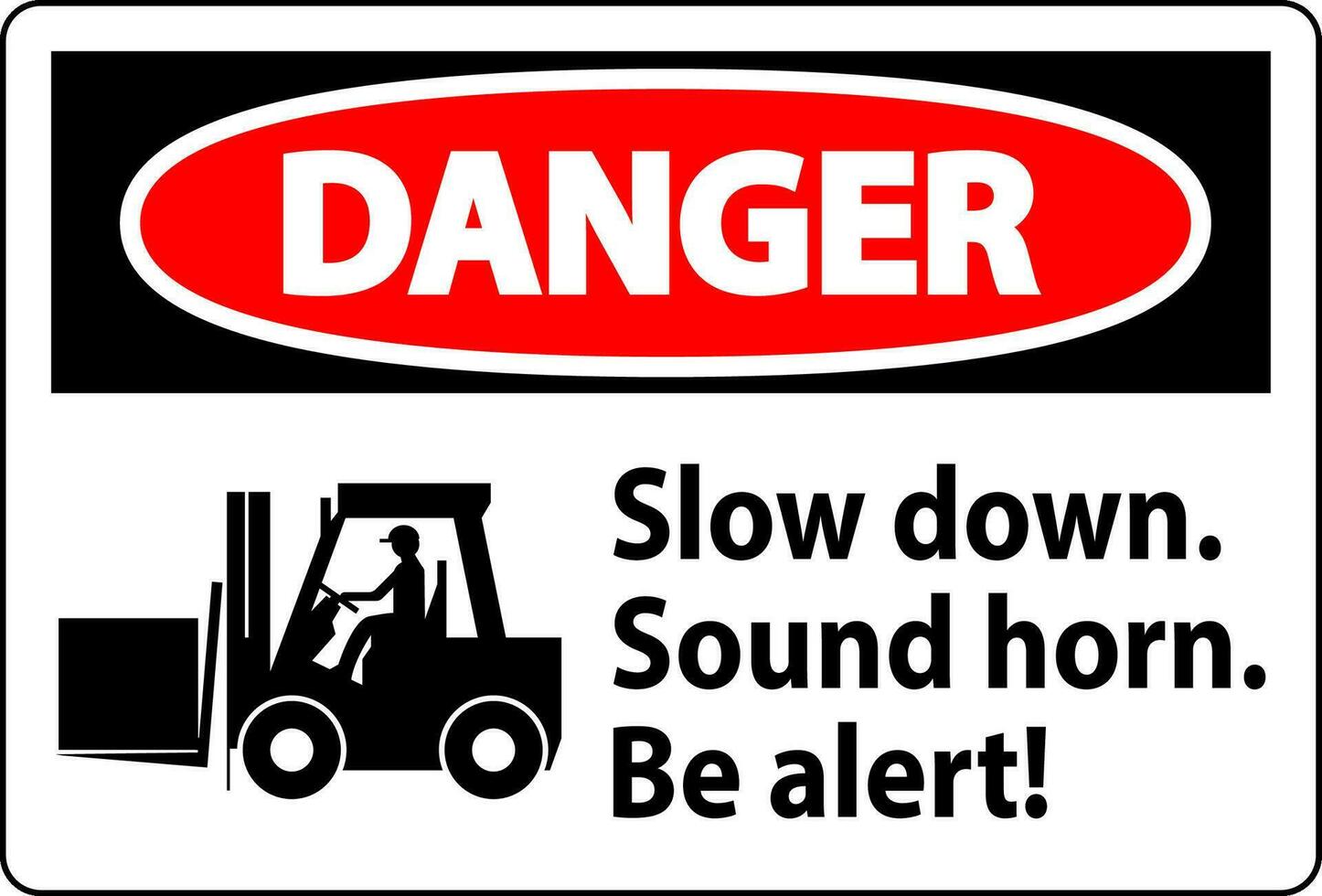 Danger Label Slow Down Sound Horn Be Alert vector