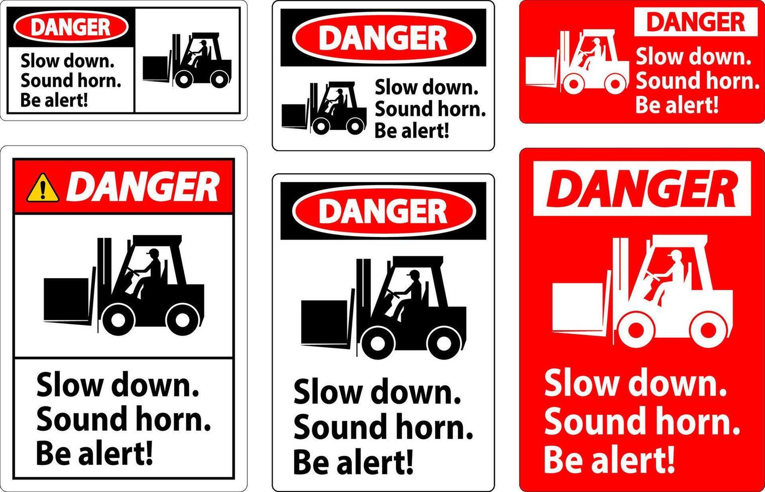 Danger Label Slow Down Sound Horn Be Alert vector