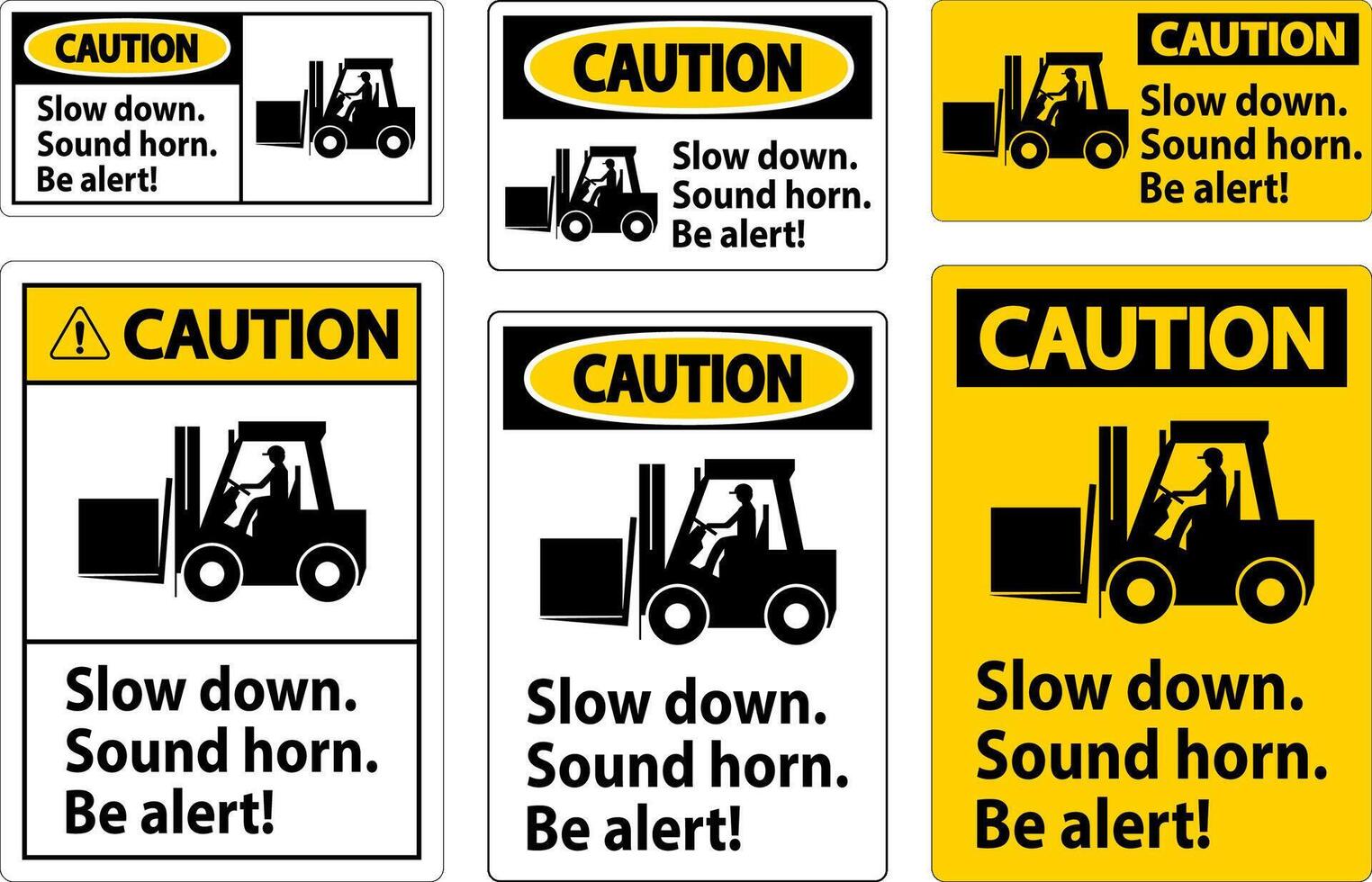 Caution Label Slow Down Sound Horn Be Alert vector