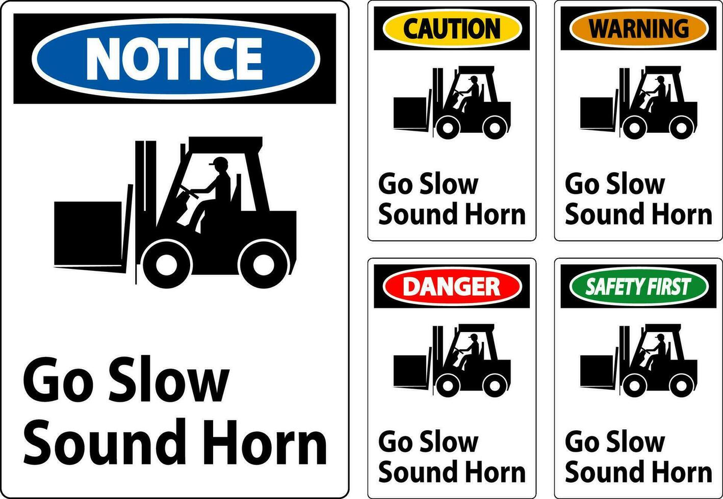 Caution Sign, Go Slow Sound Horn Sign vector