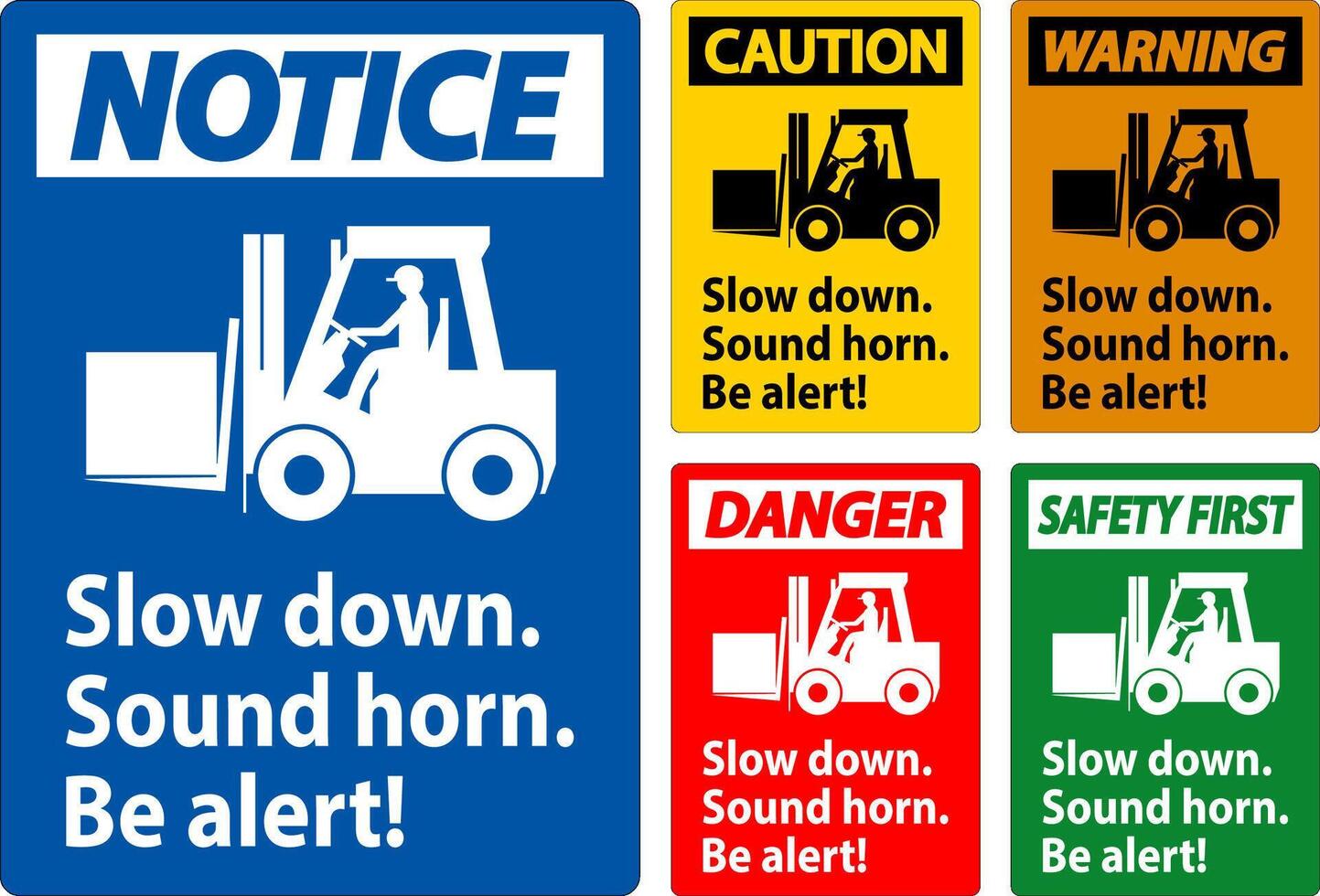 Danger Label Slow Down Sound Horn Be Alert vector