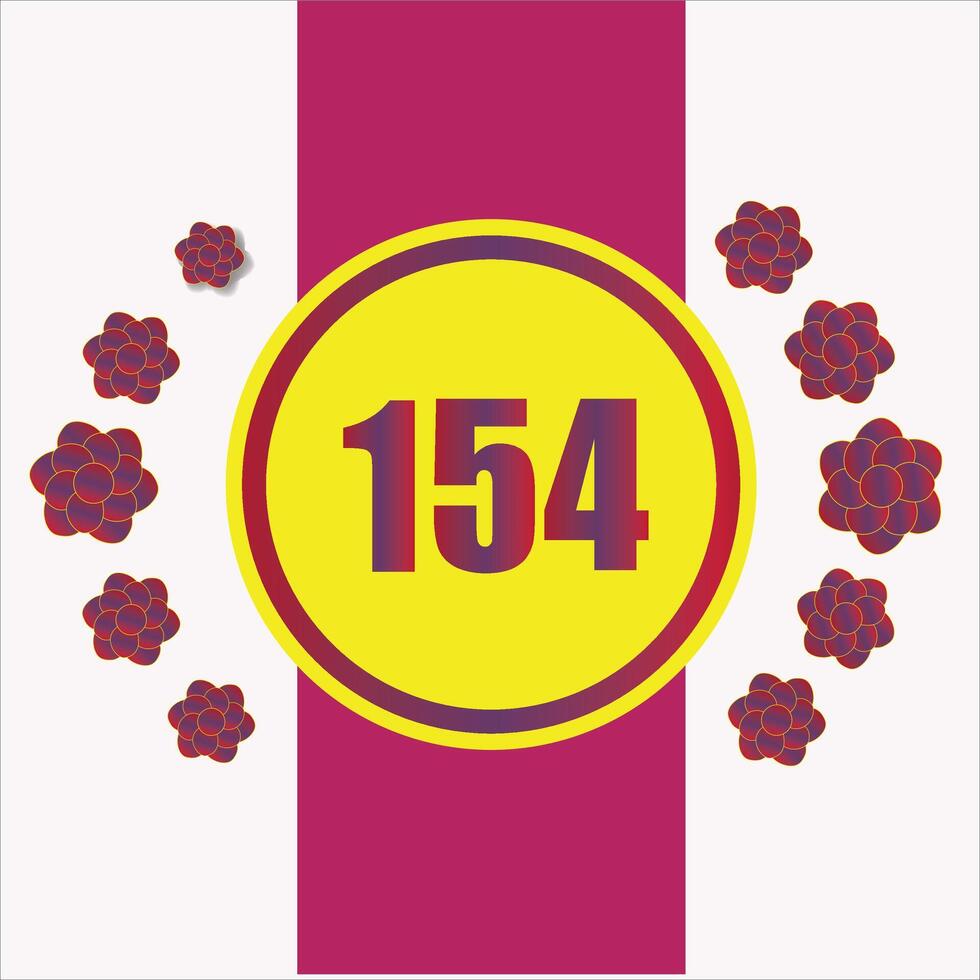 Flower design and number 154 red background color 27132583 Vector Art